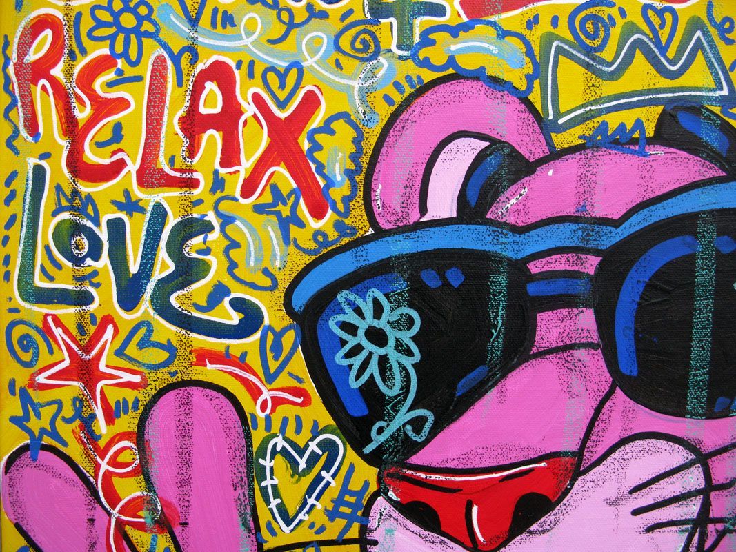 Tableau de RICO SAB a pour titre Hello Pink style street pop art, street art dim : RICO SABprix:290