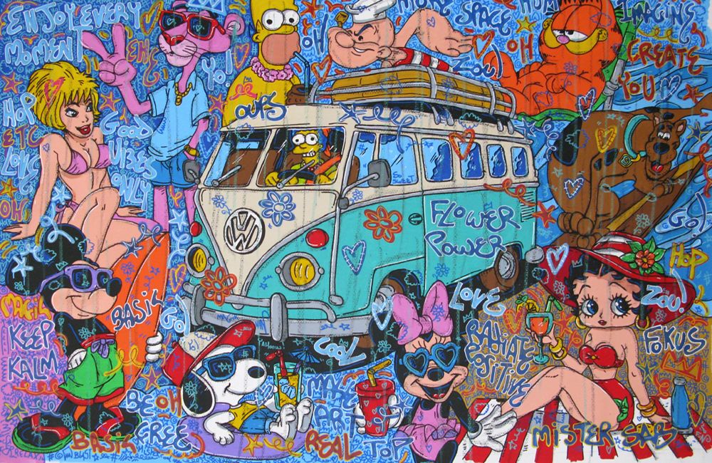 Tableau de RICO SAB a pour titre Here comes the summer style street pop art, street art dim : RICO SABprix:2200