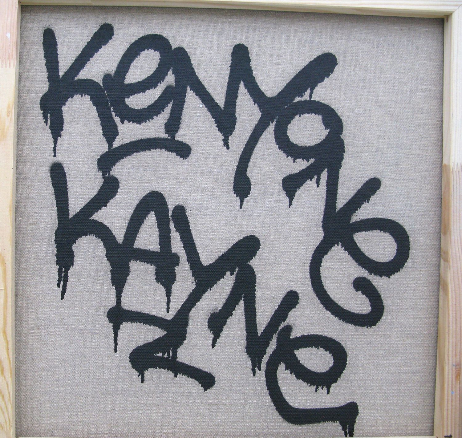 Tableau de KENY a pour titre I NEED MONEY style graffiti, street art dim : KENYprix:800