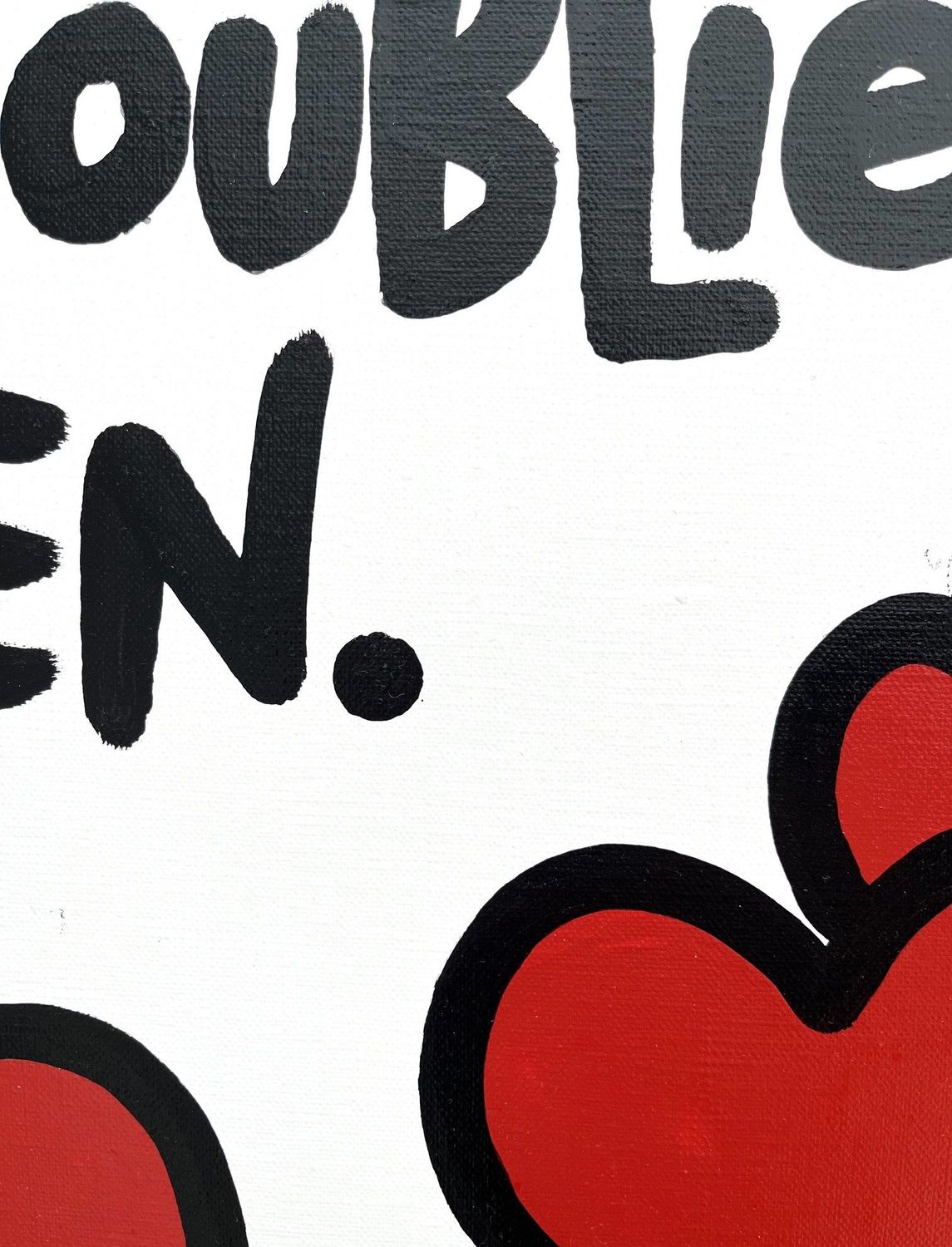 Tableau de L'OISEAU NOIR a pour titre Je peins des coeurs style graphique dim : L'OISEAU NOIRprix:750