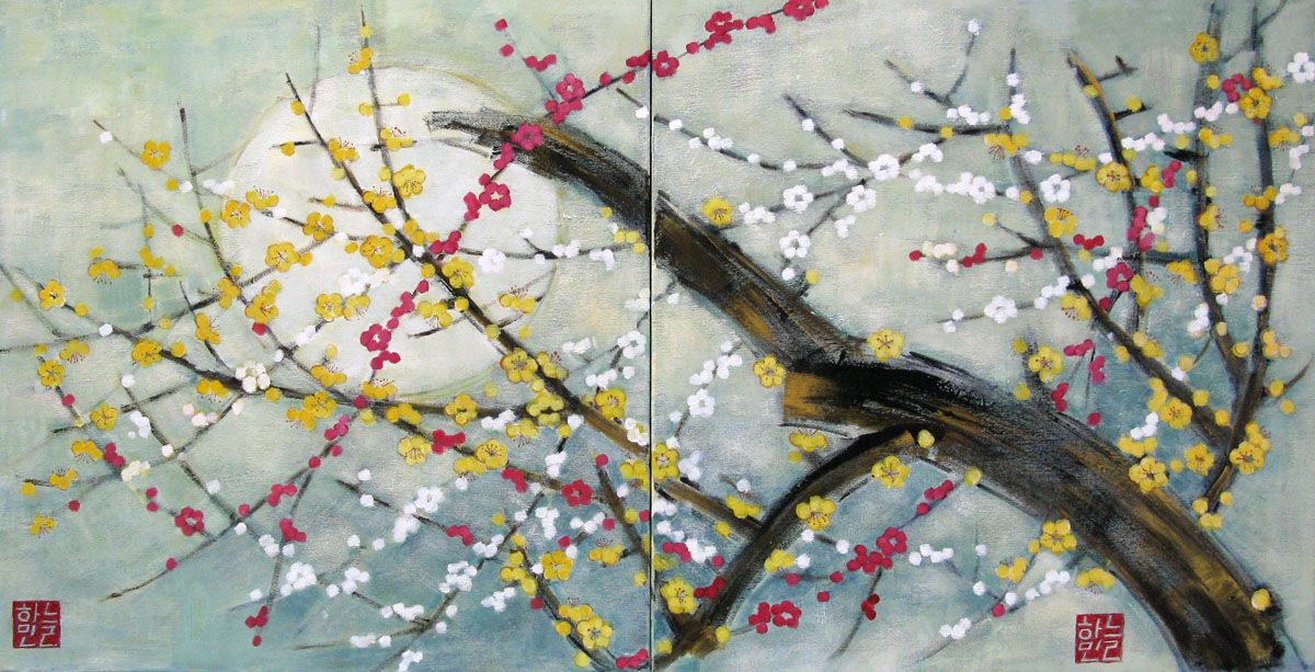 Tableau de JEONG MIN LEE a pour titre Dyptique - Lueur à l'aube style figuratif dim : JEONG MIN LEEprix:720