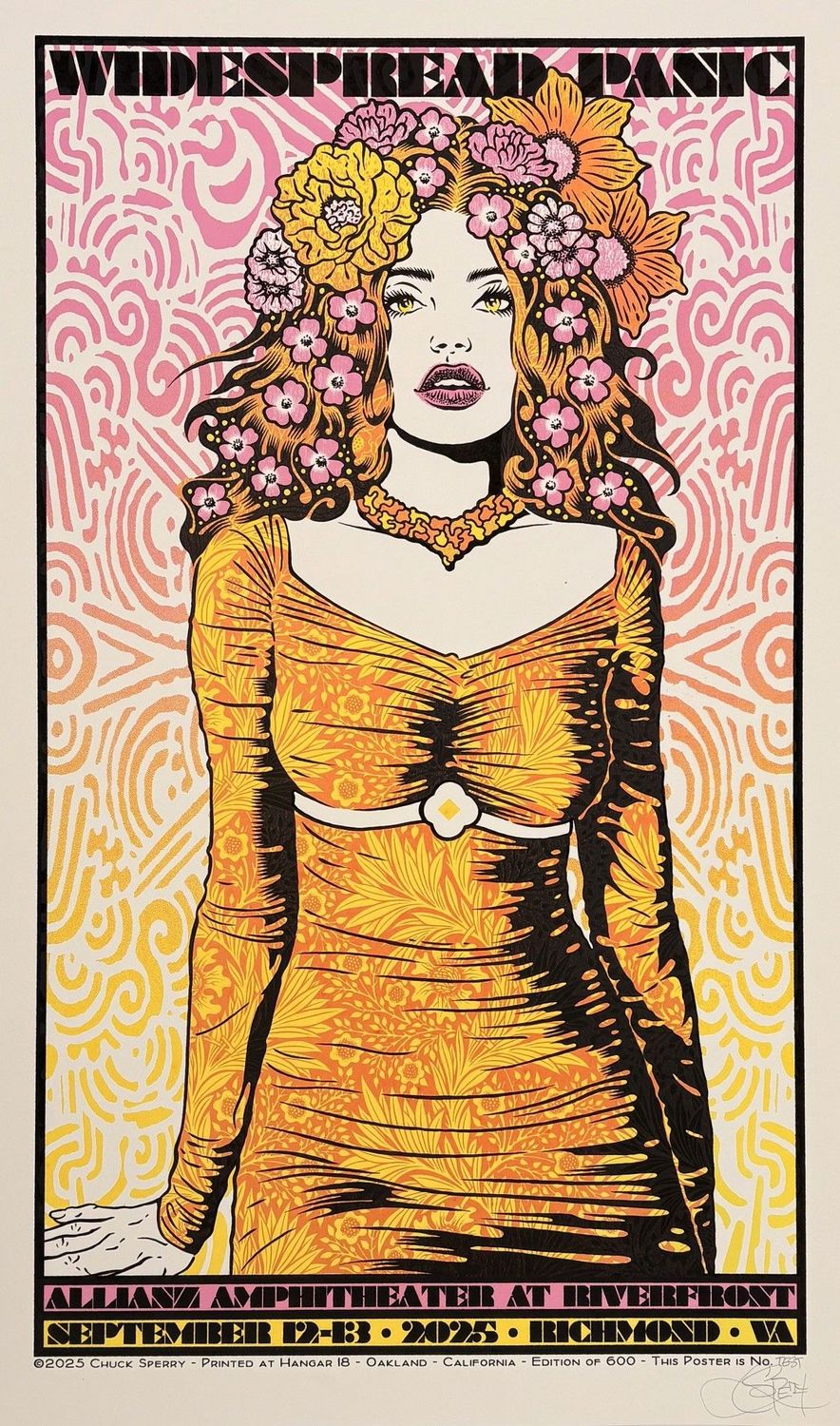 Editions d'art de CHUCK SPERRY a pour titre JUNO, WIDSPREAD PANIC TEST JAUNE ET ROSE style expo chuck dim : CHUCK SPERRYprix:600