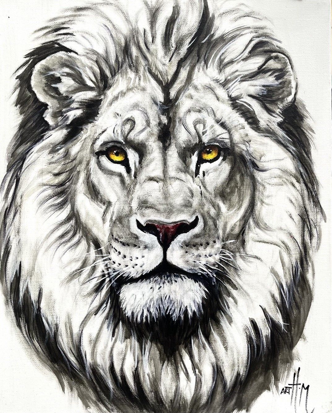 Tableau de ART HM a pour titre Lion style figuratif, graphique dim : ART HMprix:300
