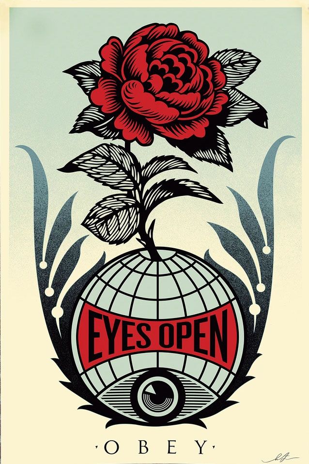 Lithographie moyen format bleu EYES OPEN – OBEY : SHEPARD FAIREY – 61 × 91 cm