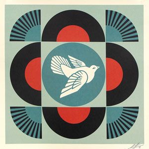 Lithographie moyen format COLOMBE GÉOMÉTRIQUE -BLACK – OBEY : SHEPARD FAIREY – 61 × 61 cm