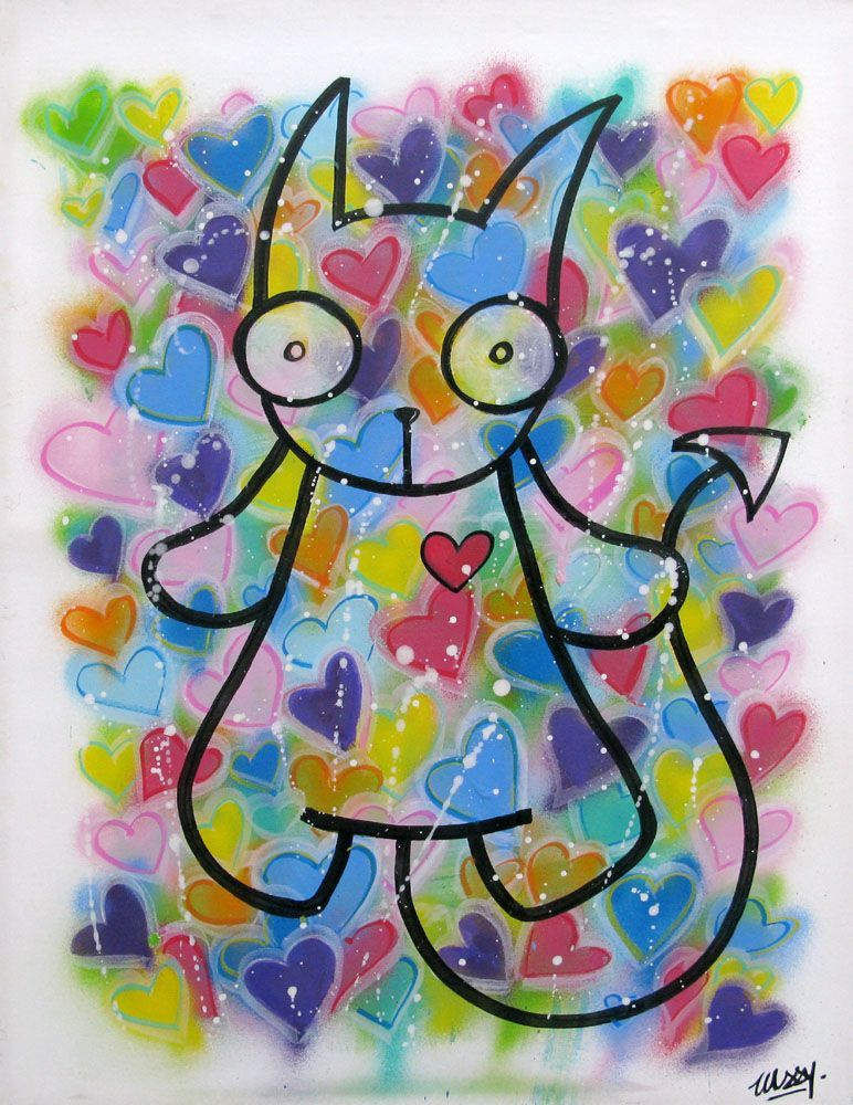 Tableau de LUSSY a pour titre lussy cat eyes style graffiti, street pop art dim : LUSSYprix:340