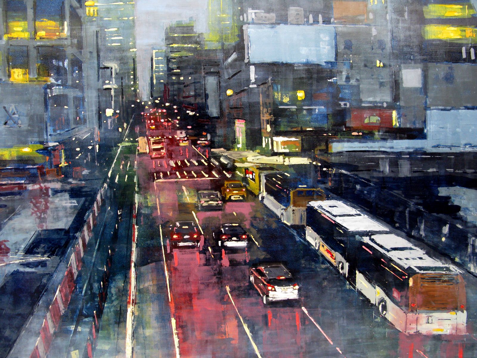 Tableau de ADRIEN FAVEAU a pour titre Manhattan evening lights style figuratif, graphique dim : ADRIEN FAVEAUprix:3200