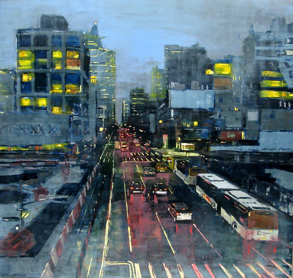 Tableau de ADRIEN FAVEAU a pour titre Manhattan evening lights style figuratif, graphique dim : ADRIEN FAVEAUprix:3200