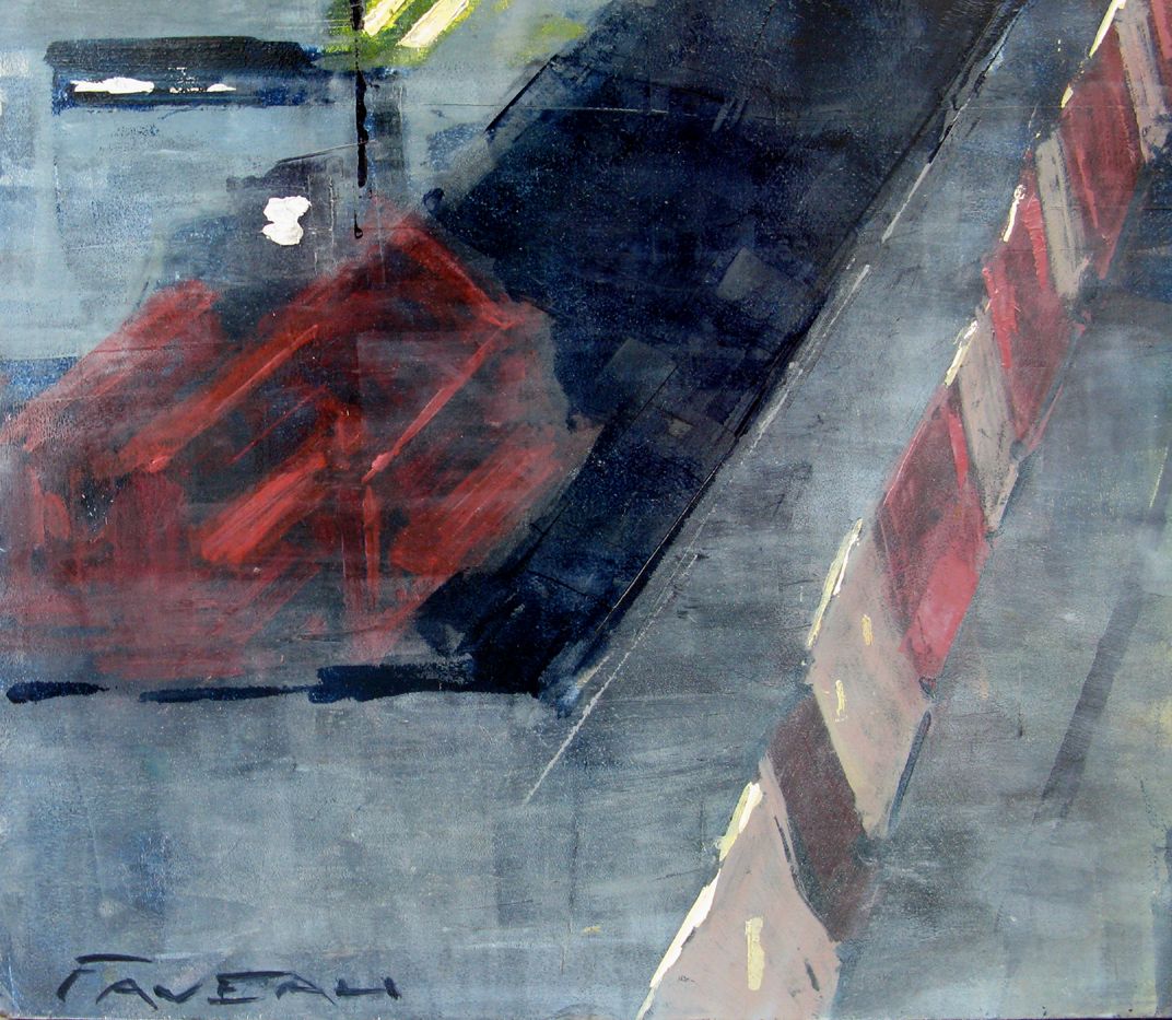 Tableau de ADRIEN FAVEAU a pour titre Manhattan evening lights style figuratif, graphique dim : ADRIEN FAVEAUprix:3200