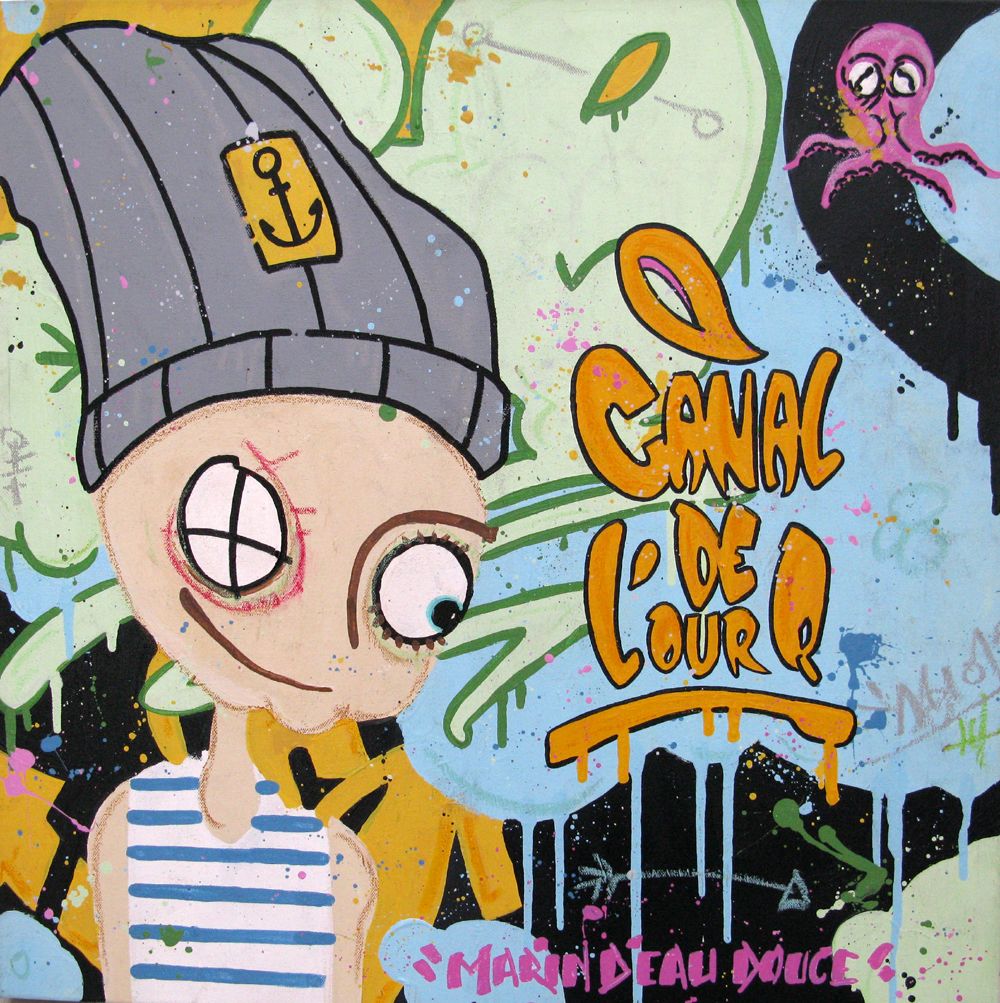 Tableau de DIDIER GOMEZ a pour titre Marin d'eau douce style street pop art dim : DIDIER GOMEZprix:350