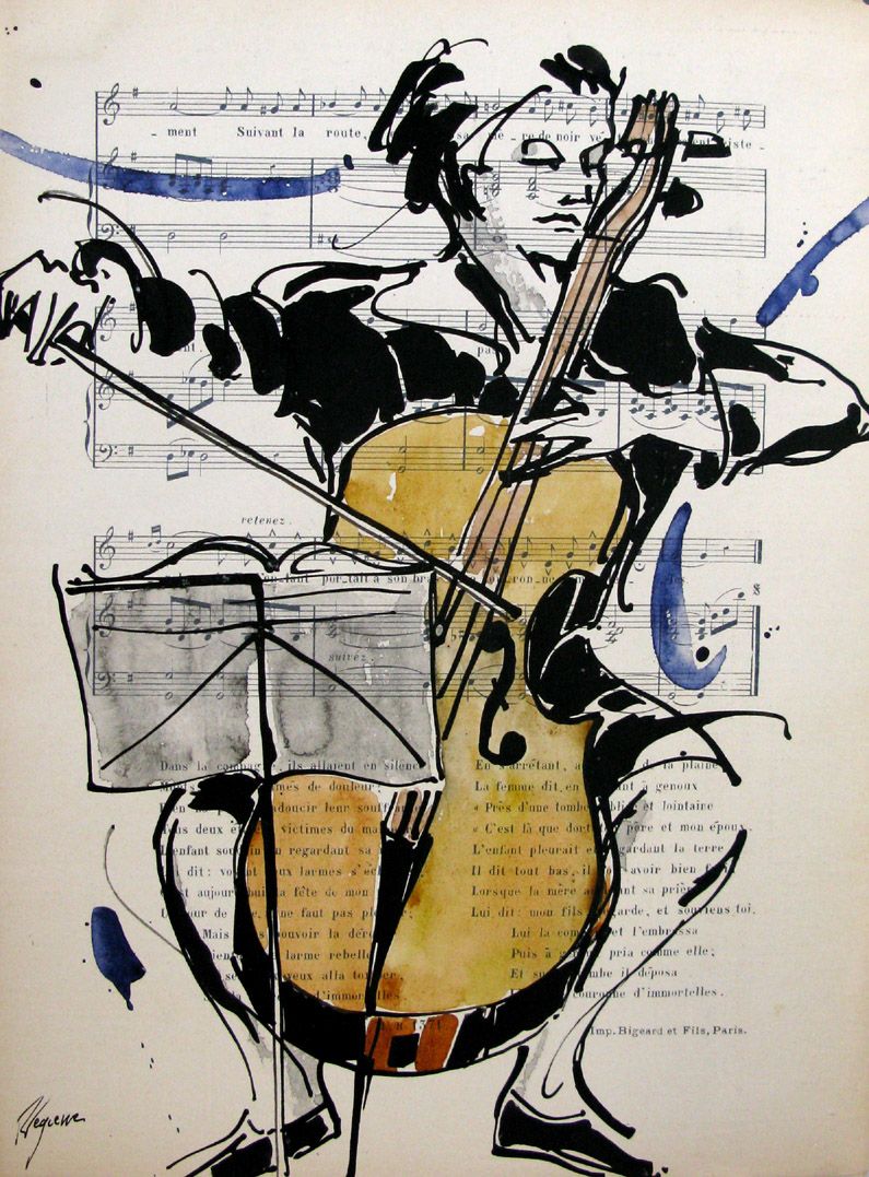 Dessin de CYRIL REGUERRE a pour titre MUSIQUE style figuratif dim : CYRIL REGUERREprix:130