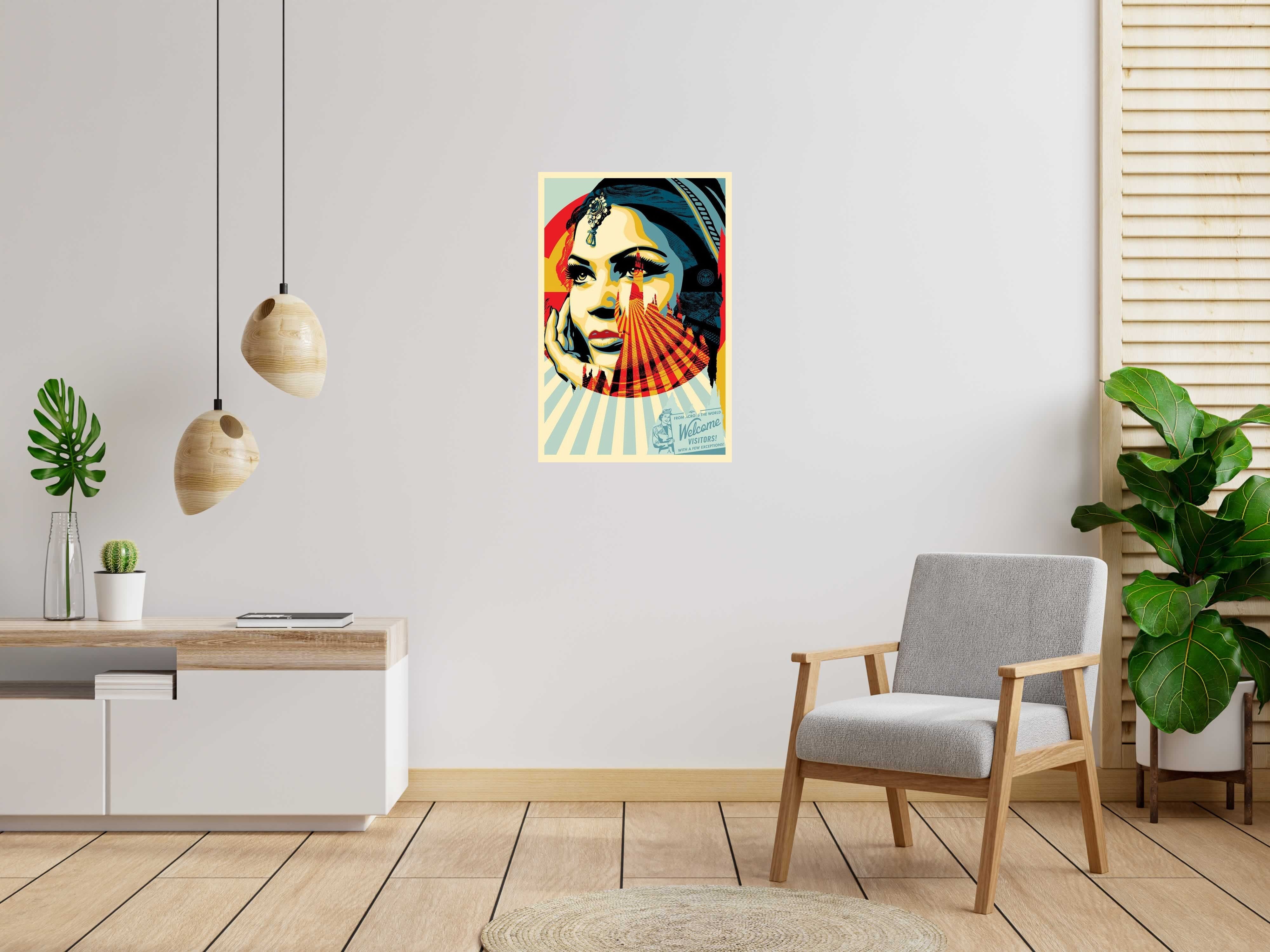 Editions d'art de OBEY : SHEPARD FAIREY a pour titre WELCOME VISITORS style street art, graphique dim : OBEY : SHEPARD FAIREY prix:140