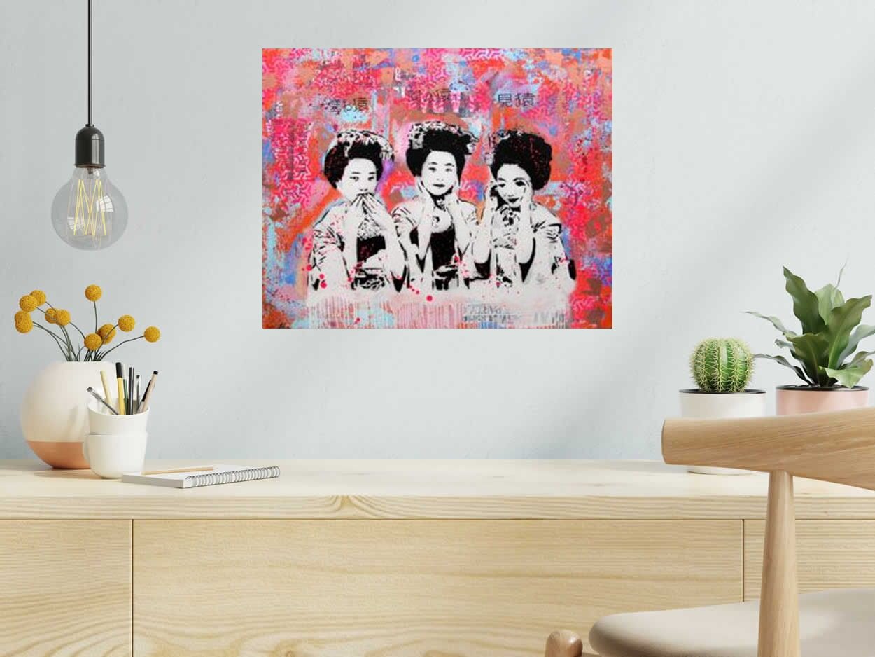 Editions d'art de SARA CHELOU a pour titre MAIKO 40x50 style street pop art, street art dim : SARA CHELOUprix:120