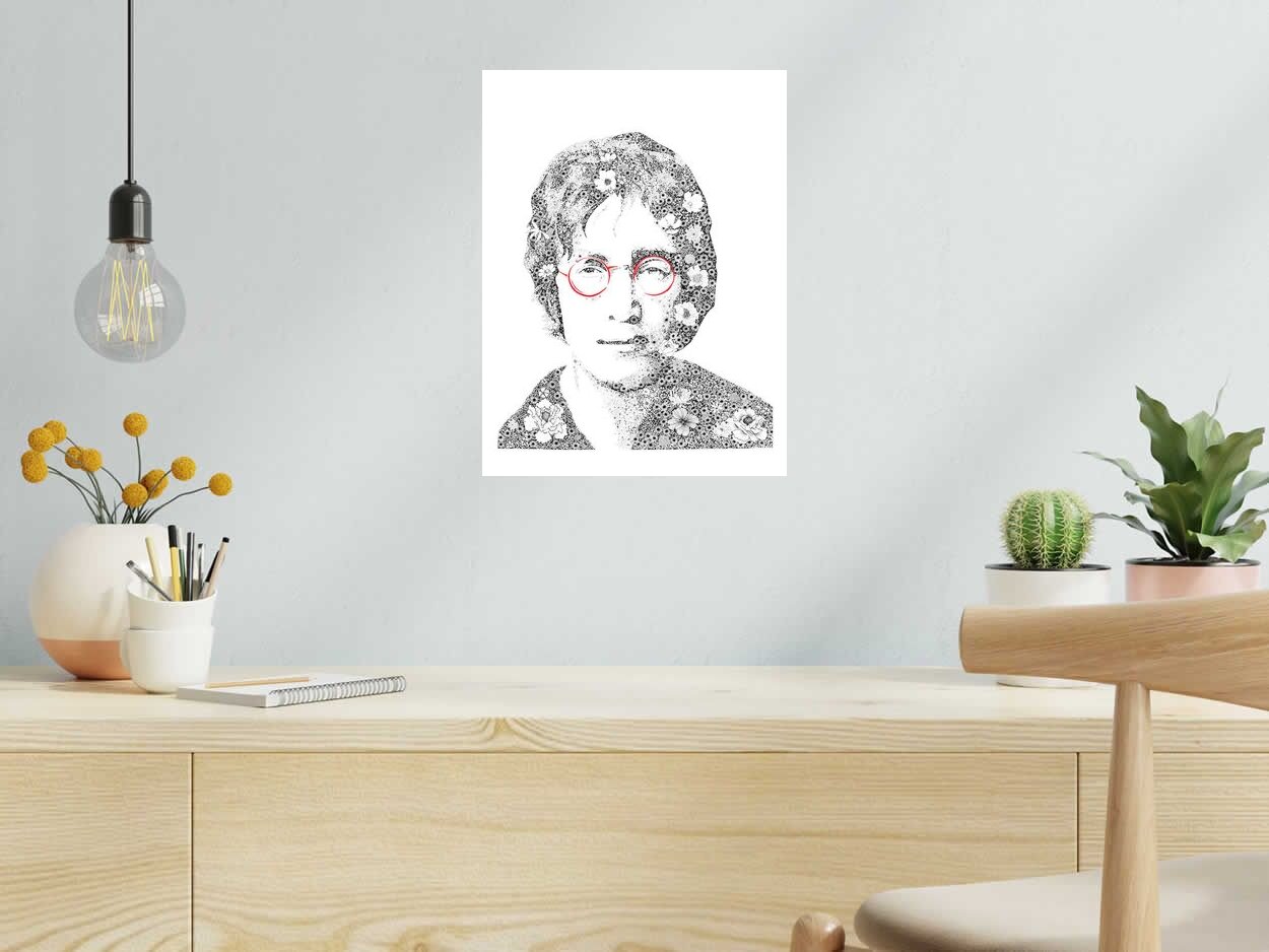 Editions d'art de CAMILLE POLI a pour titre JOHN LENNON style figuratif, graphique dim : CAMILLE POLIprix:90
