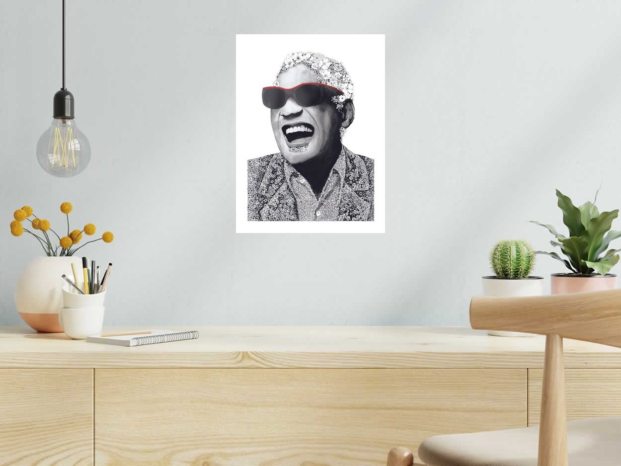 Editions d'art de CAMILLE POLI a pour titre RAY CHARLES style figuratif, graphique dim : CAMILLE POLIprix:90