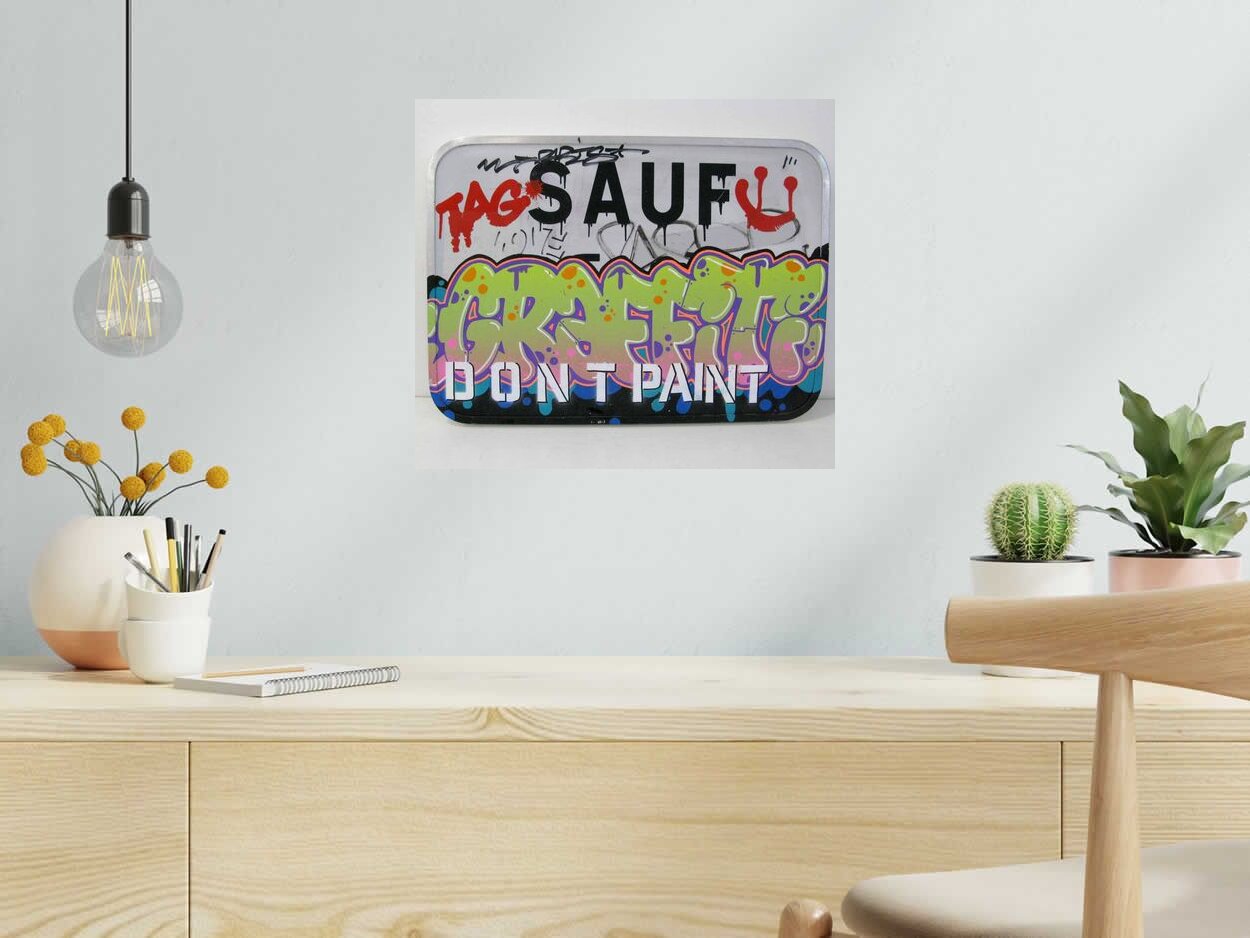 Tableau de KENY a pour titre Don't paint style graffiti, street art dim : KENYprix:400