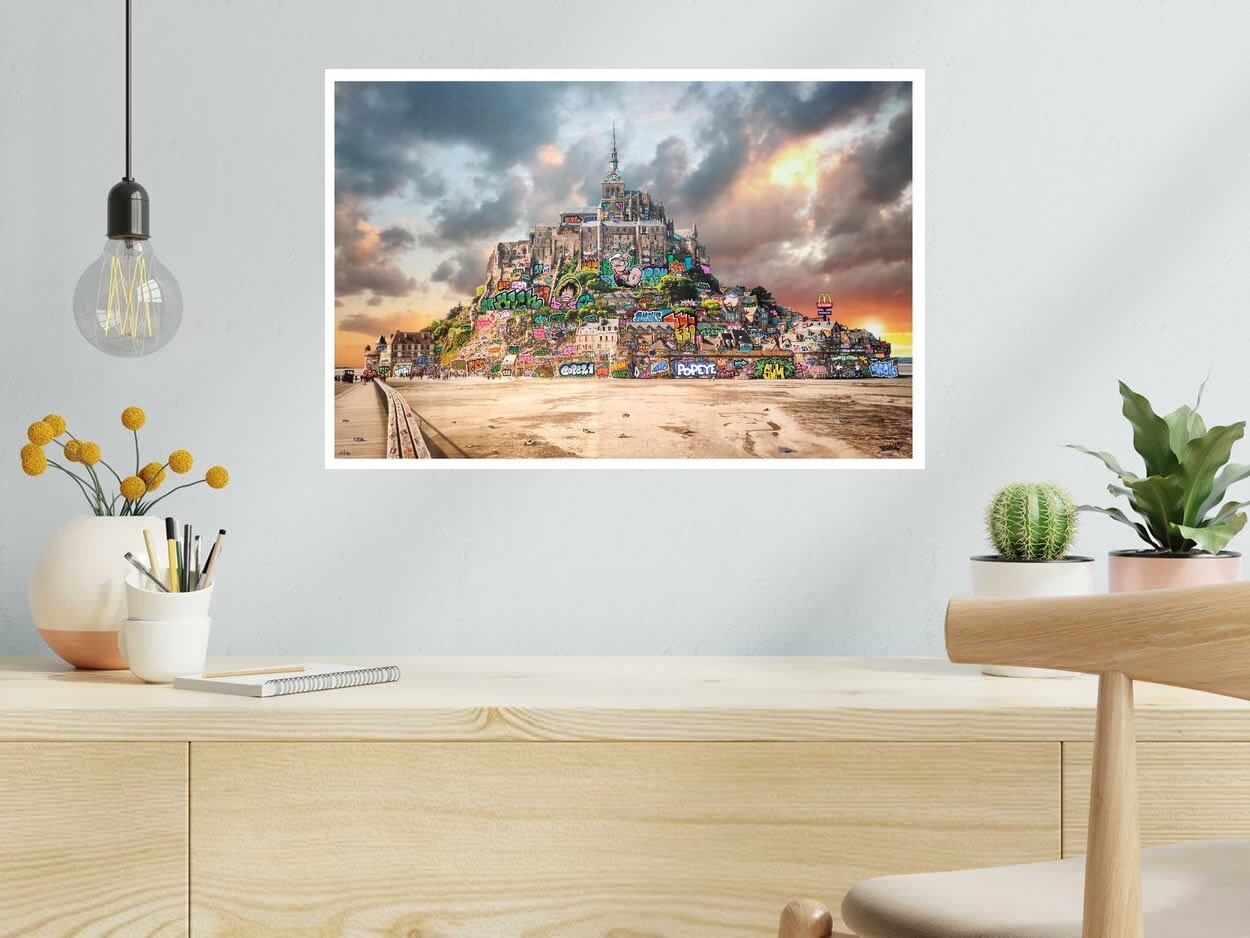 Editions d'art de BLACH a pour titre Les pirates du Mont St Michel style street art dim : BLACHprix:100