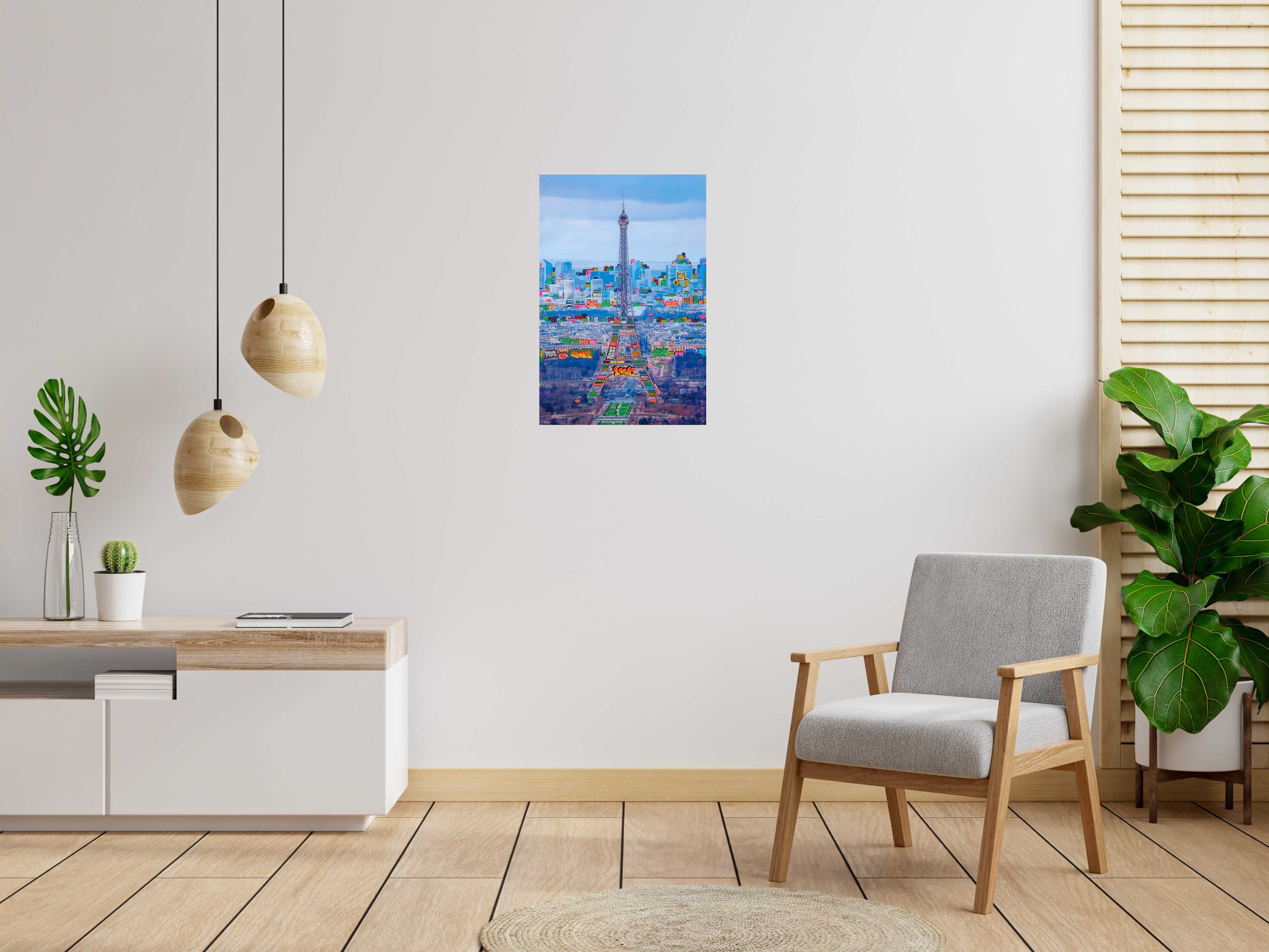 Editions d'art de BLACH a pour titre Paris panoramique bleu style street art dim : BLACHprix:240