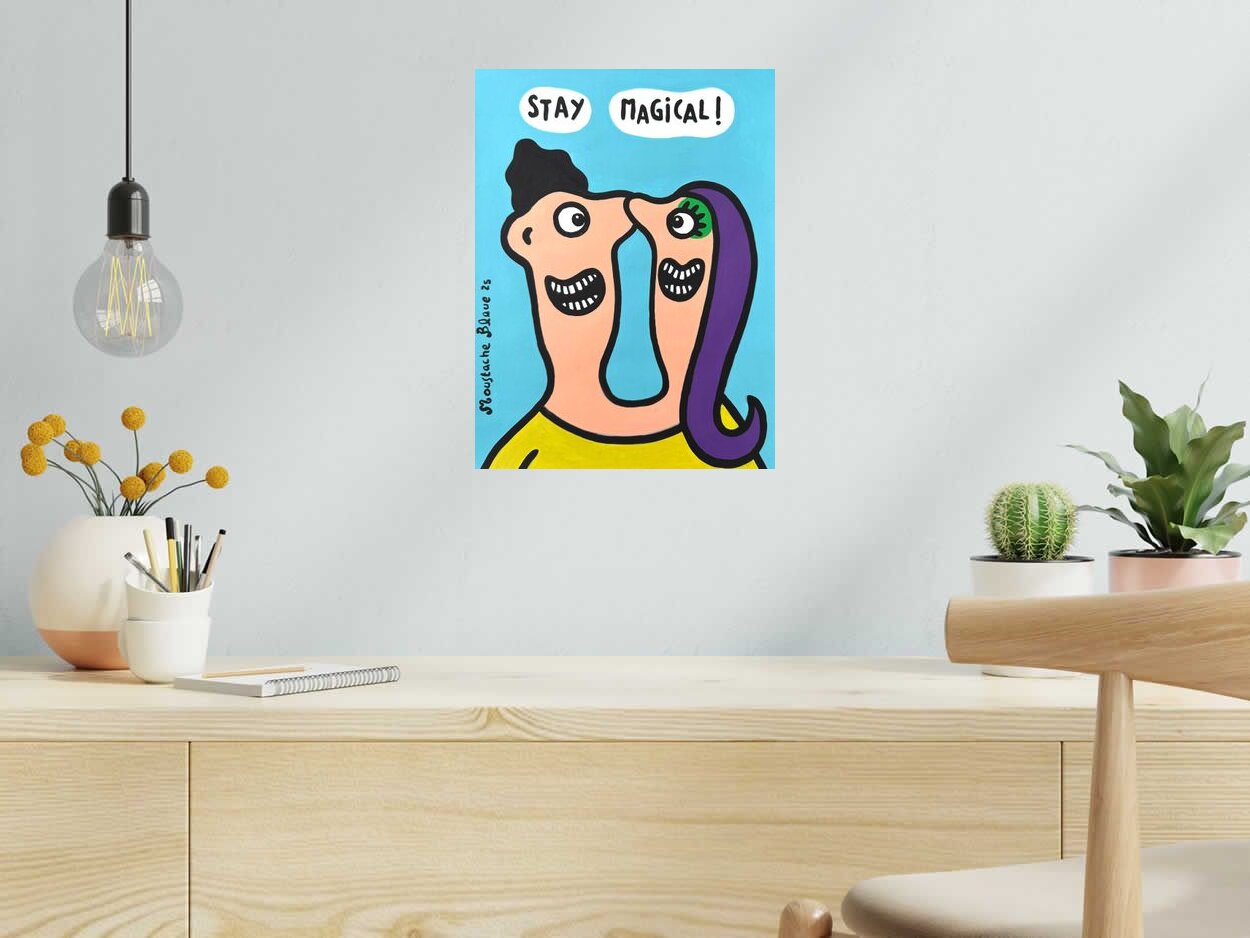 Dessin de MOUSTACHE BLEUE a pour titre Stay magical ! 2 style figuratif dim : MOUSTACHE BLEUEprix:80