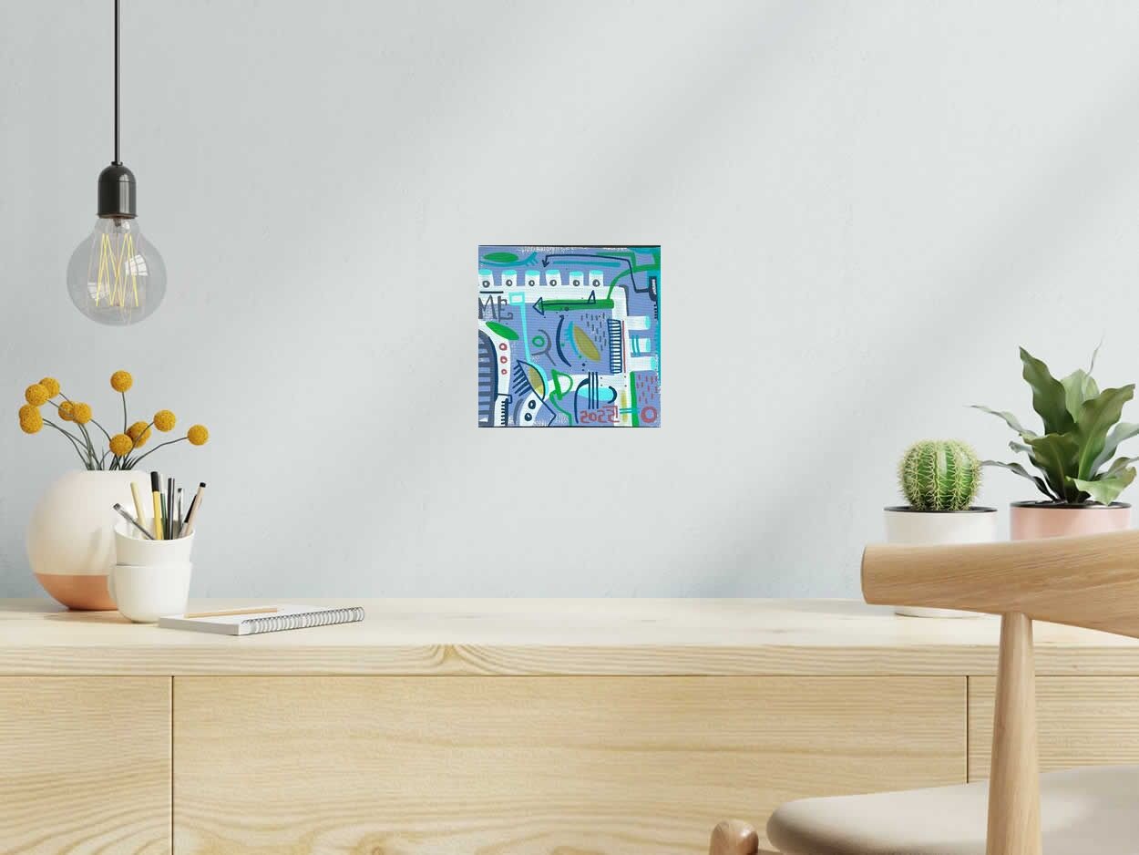 Tableau de TAREK a pour titre Geometric blue style street art dim : TAREKprix:160
