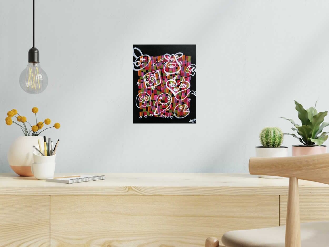 Tableau de LUSSY a pour titre kawaï graff style graffiti, street pop art dim : LUSSYprix:80