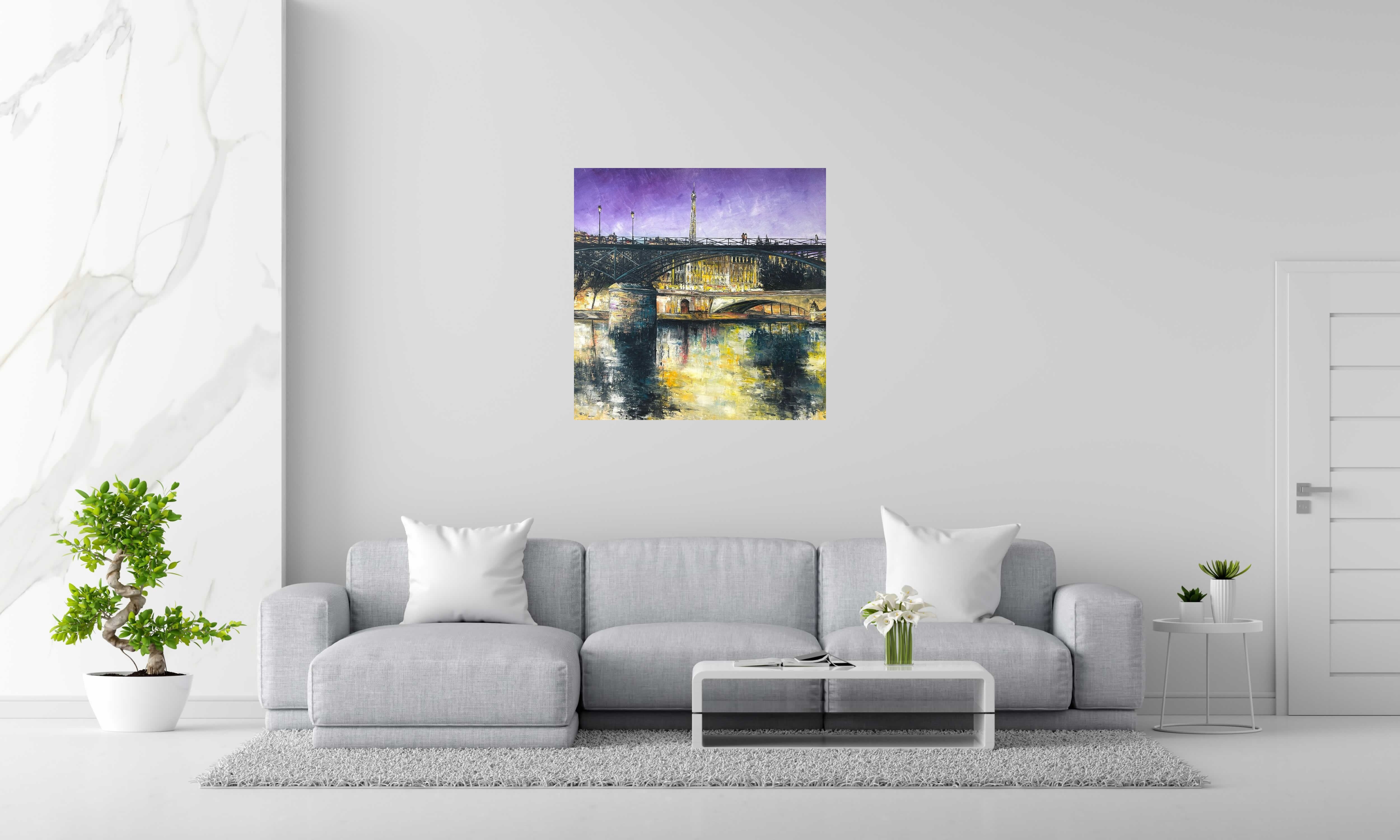 Tableau de PHIL a pour titre La Seine, Paris style figuratif dim : PHILprix:700