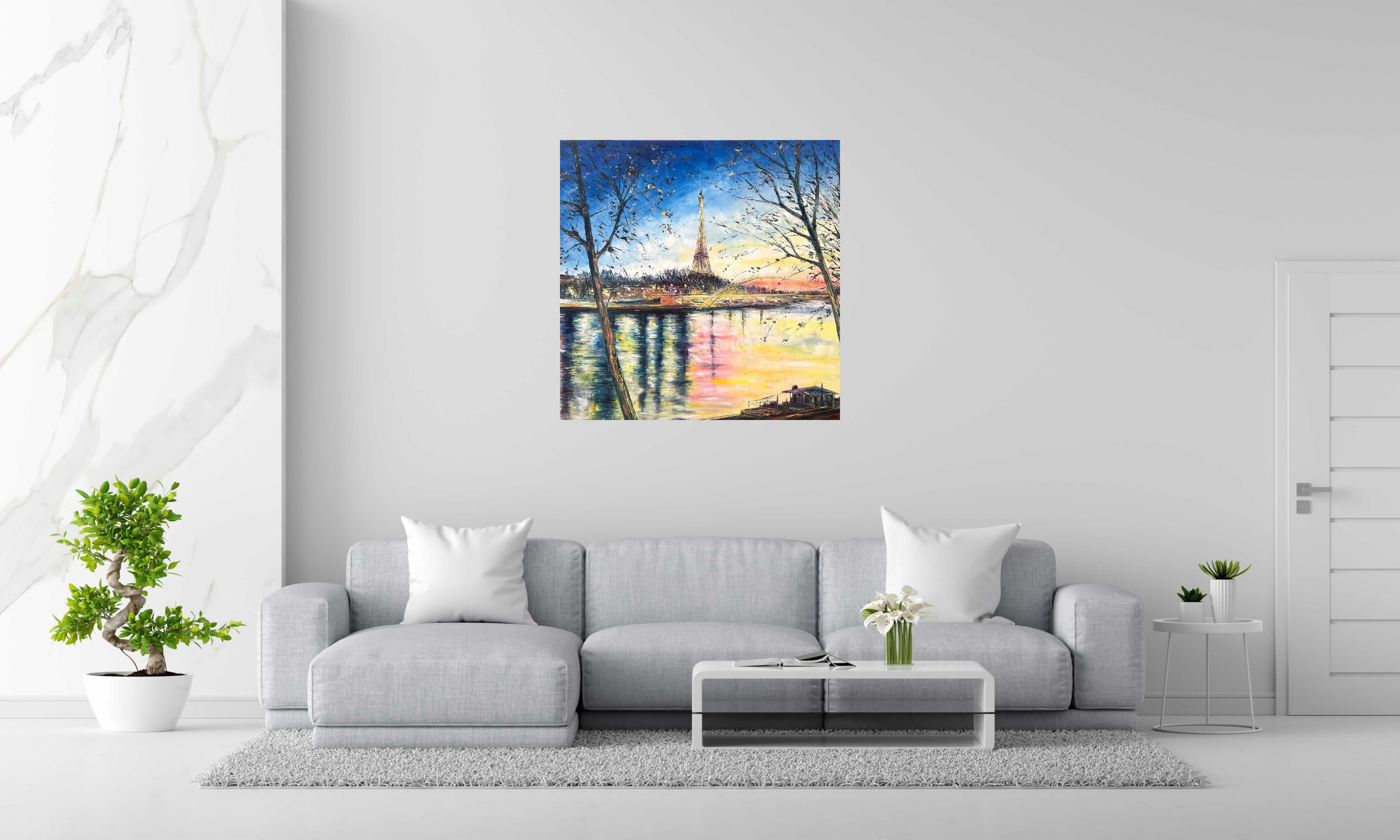 Tableau de PHIL a pour titre Sur les quais de Paris style figuratif dim : PHILprix:850