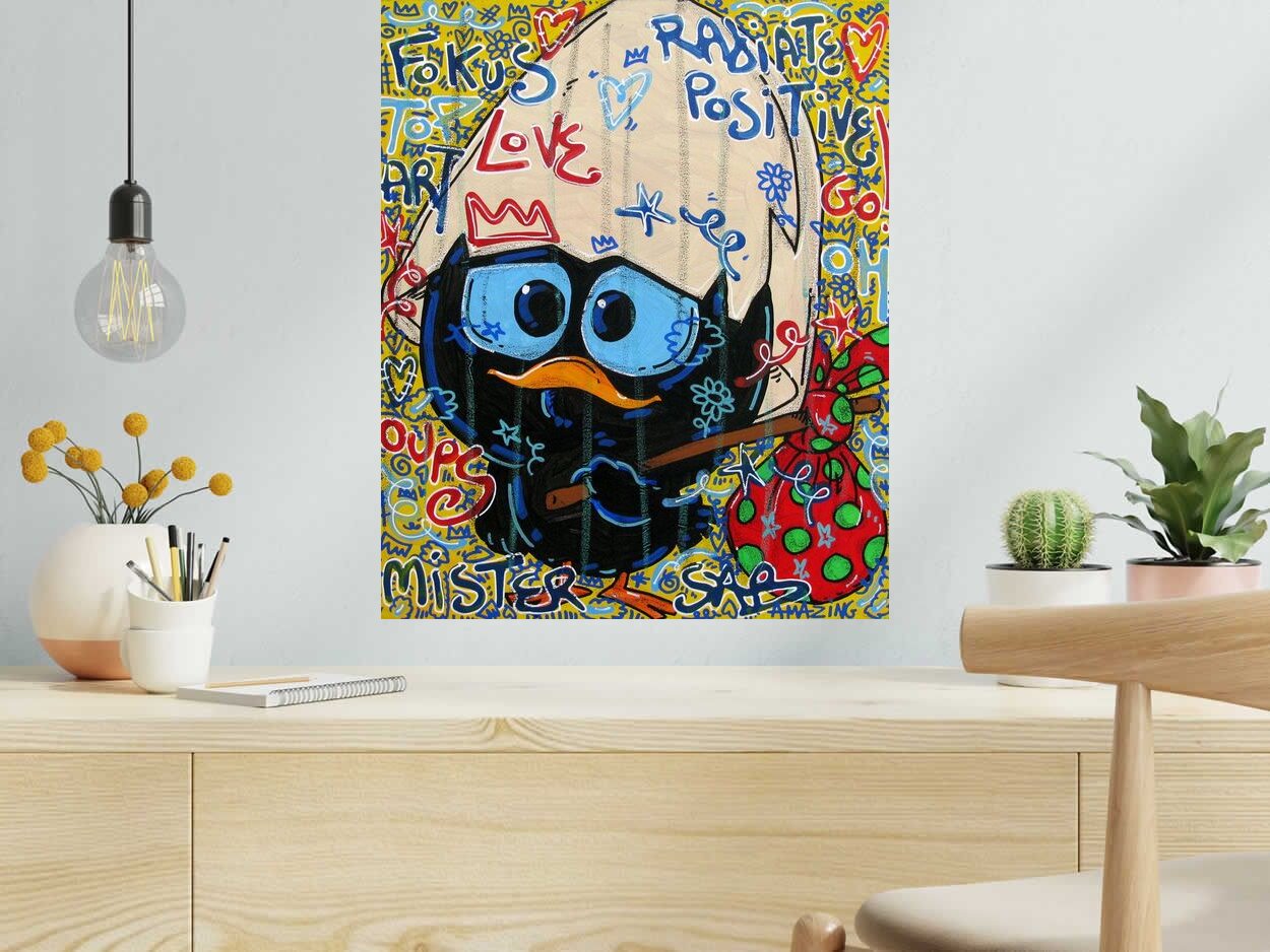 Tableau de RICO SAB a pour titre Oups style street pop art, street art dim : RICO SABprix:290