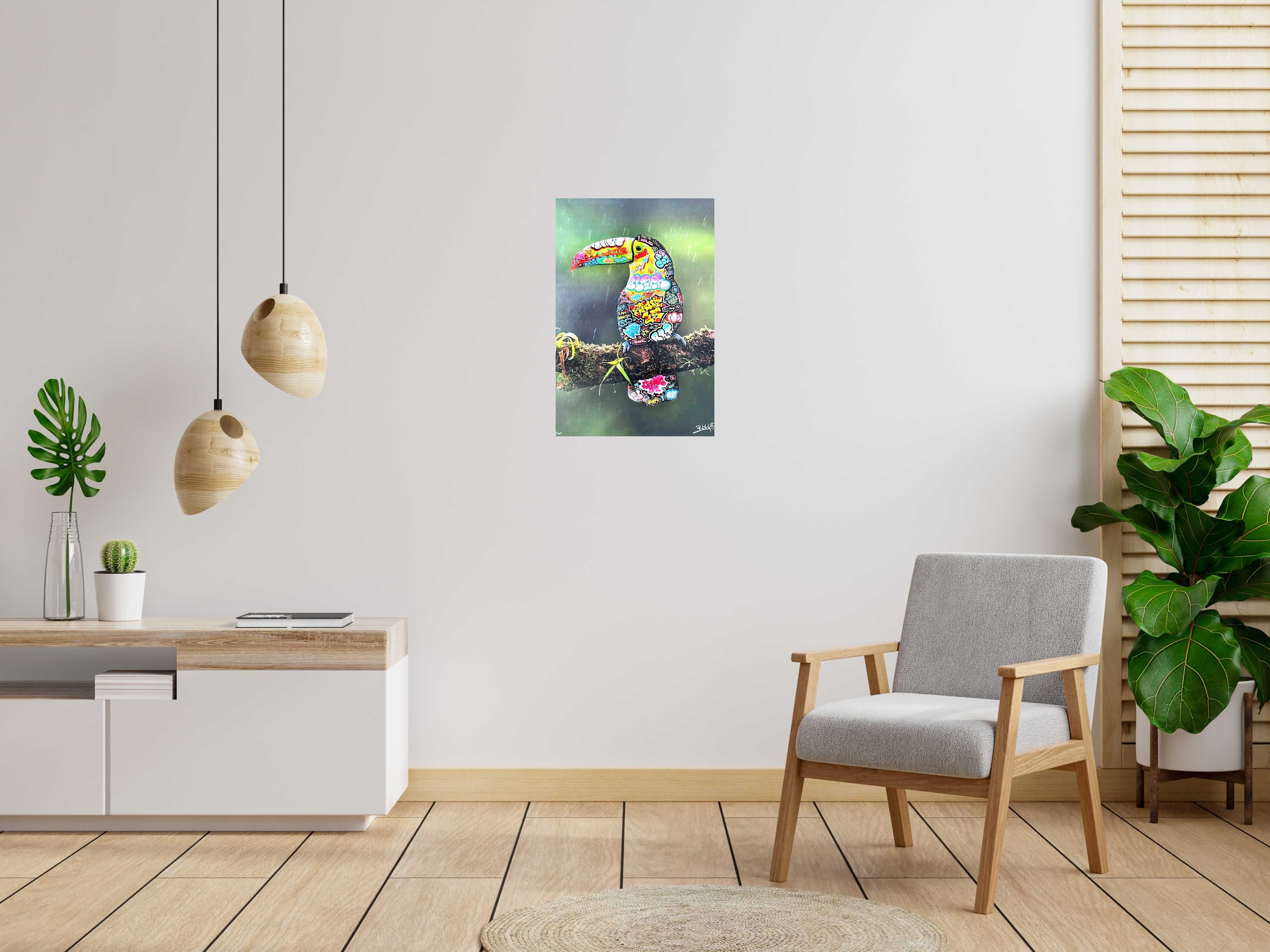 Editions d'art de BLACH a pour titre Toucan style graffiti, street art dim : BLACHprix:160