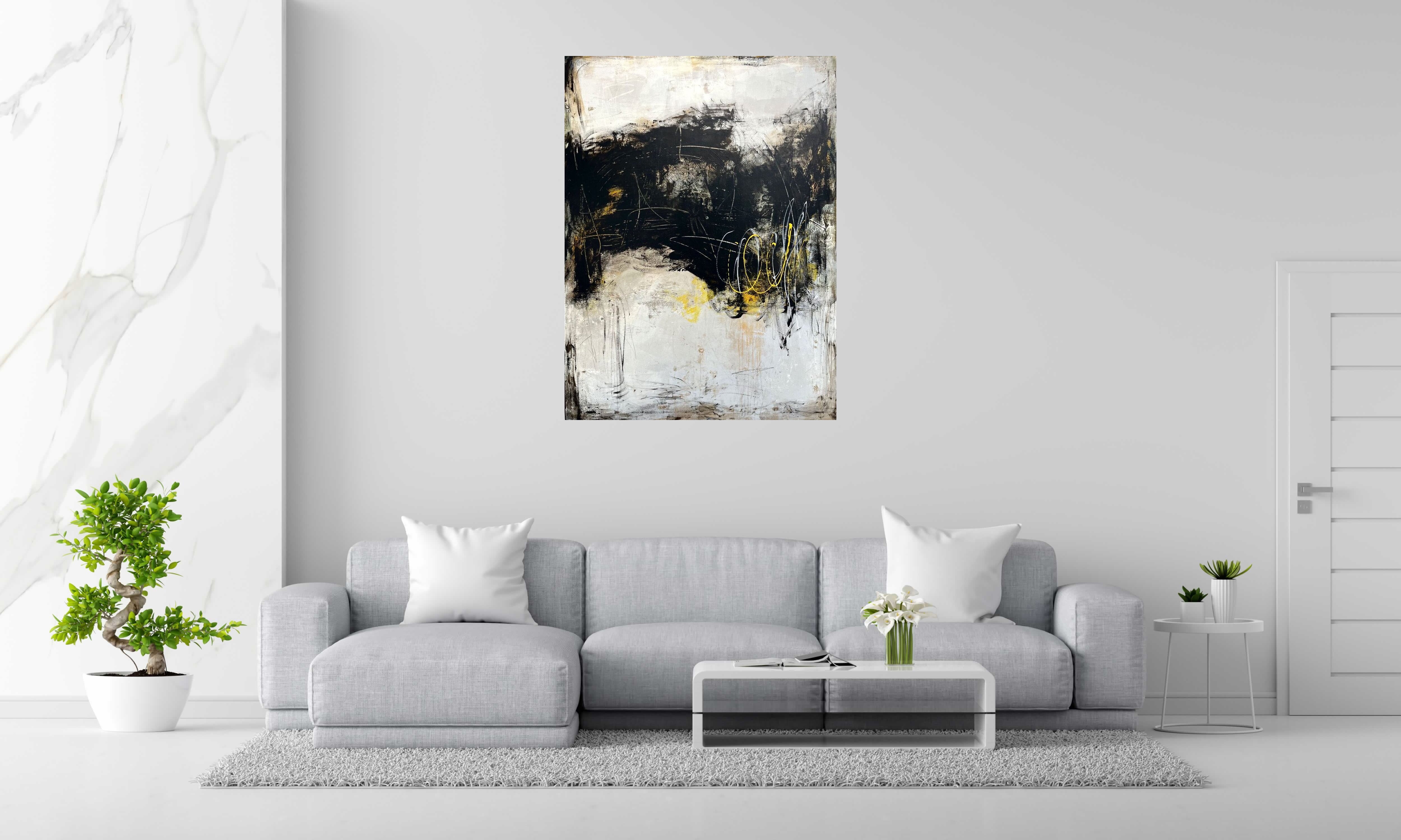 Tableau de TANIA CARRARA a pour titre Sans-titre Jaune style abstrait dim : TANIA CARRARAprix:1400