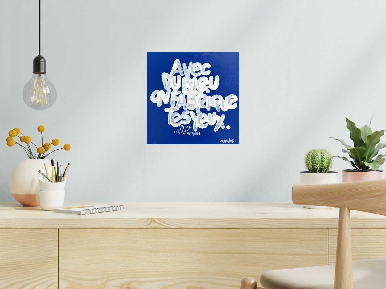 Tableau de L'OISEAU NOIR a pour titre Tes yeux bleux style graphique dim : L'OISEAU NOIRprix:250