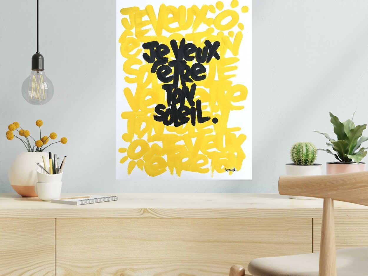 Dessin de L'OISEAU NOIR a pour titre Je veux être ton soleil style graphique dim : L'OISEAU NOIRprix:380