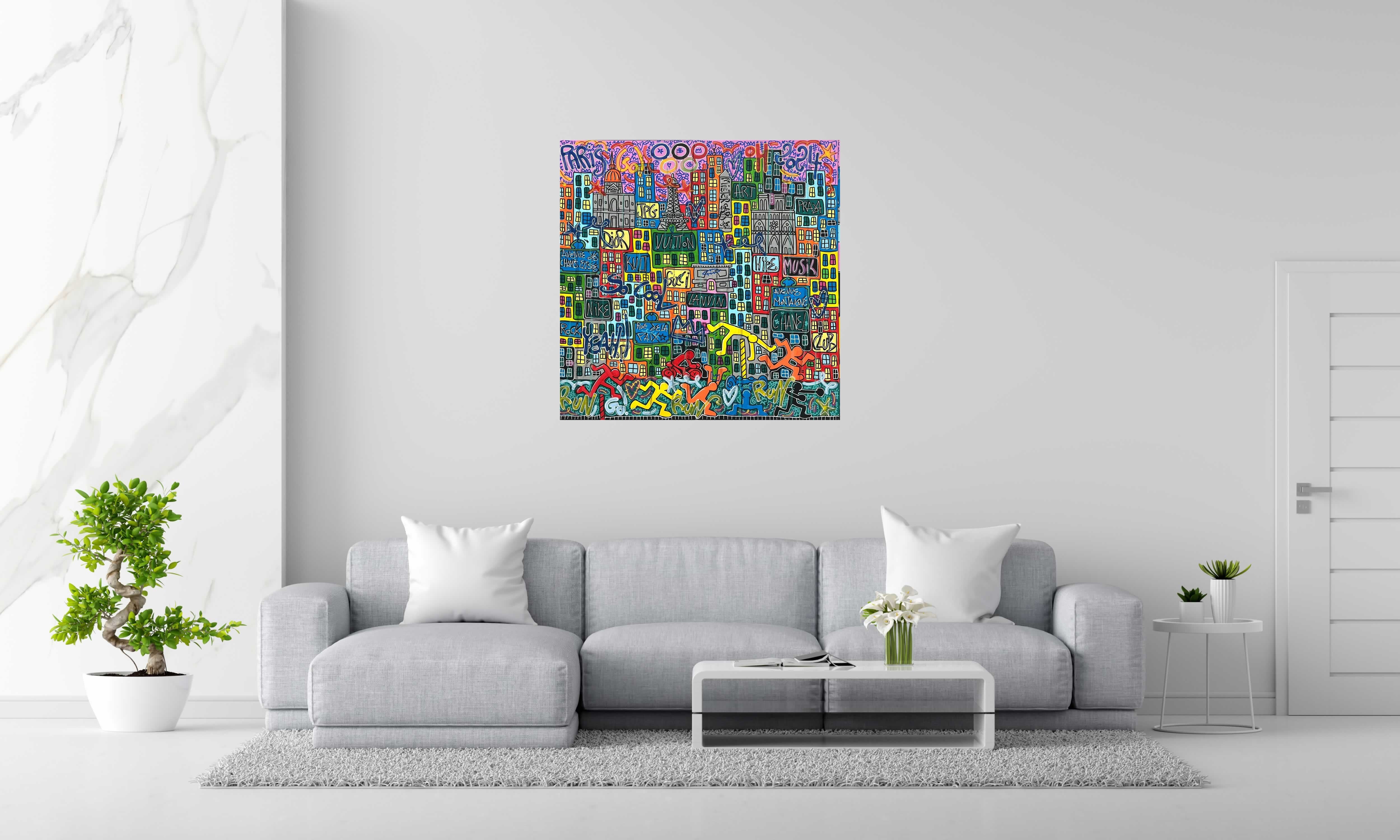 Tableau de RICO SAB a pour titre Go Paris Go style street pop art, street art dim : RICO SABprix:950
