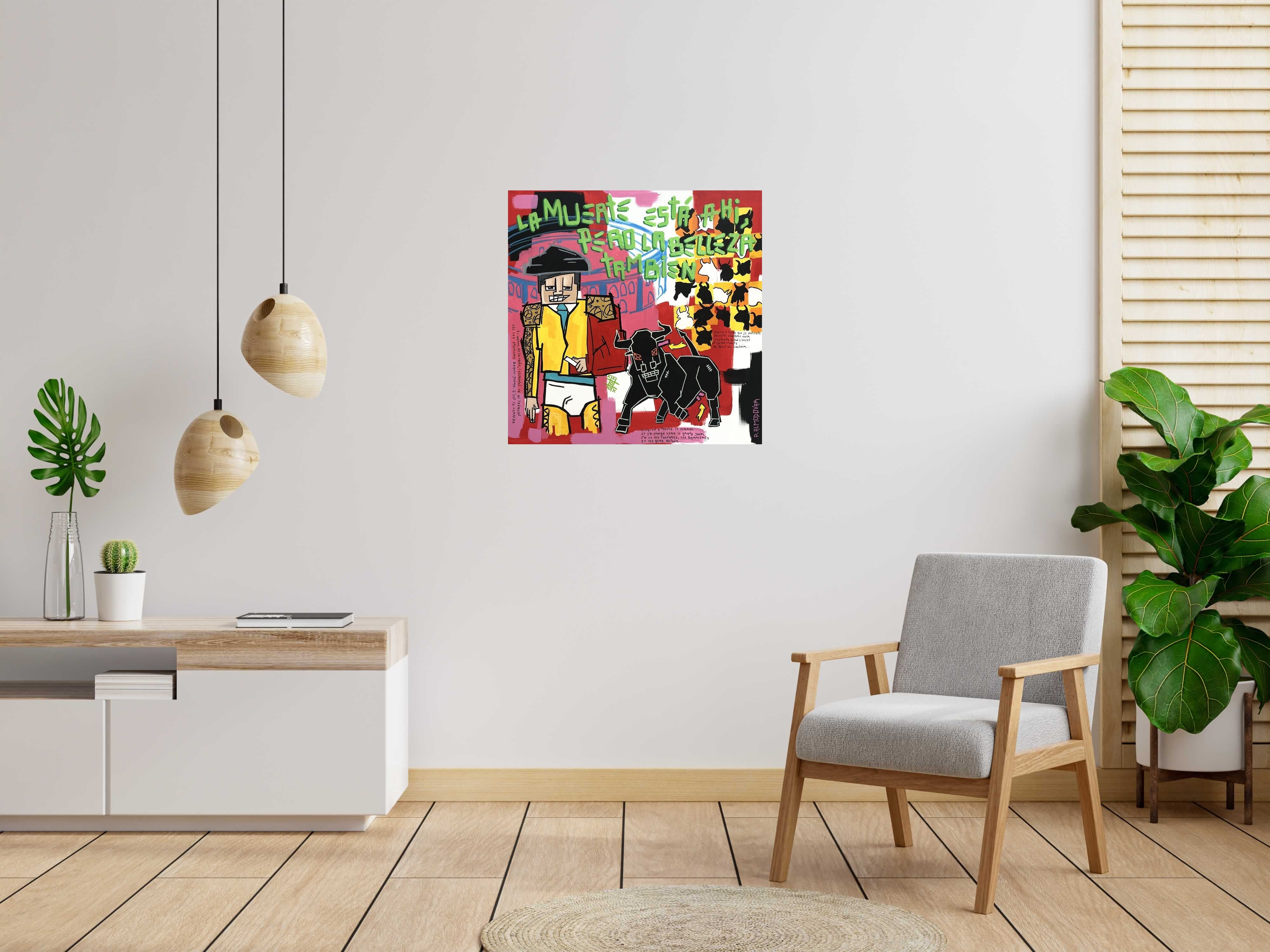 Tableau de Patrice ALMODOVAR a pour titre La muerta esta ahi style street pop art dim : Patrice ALMODOVARprix:2200