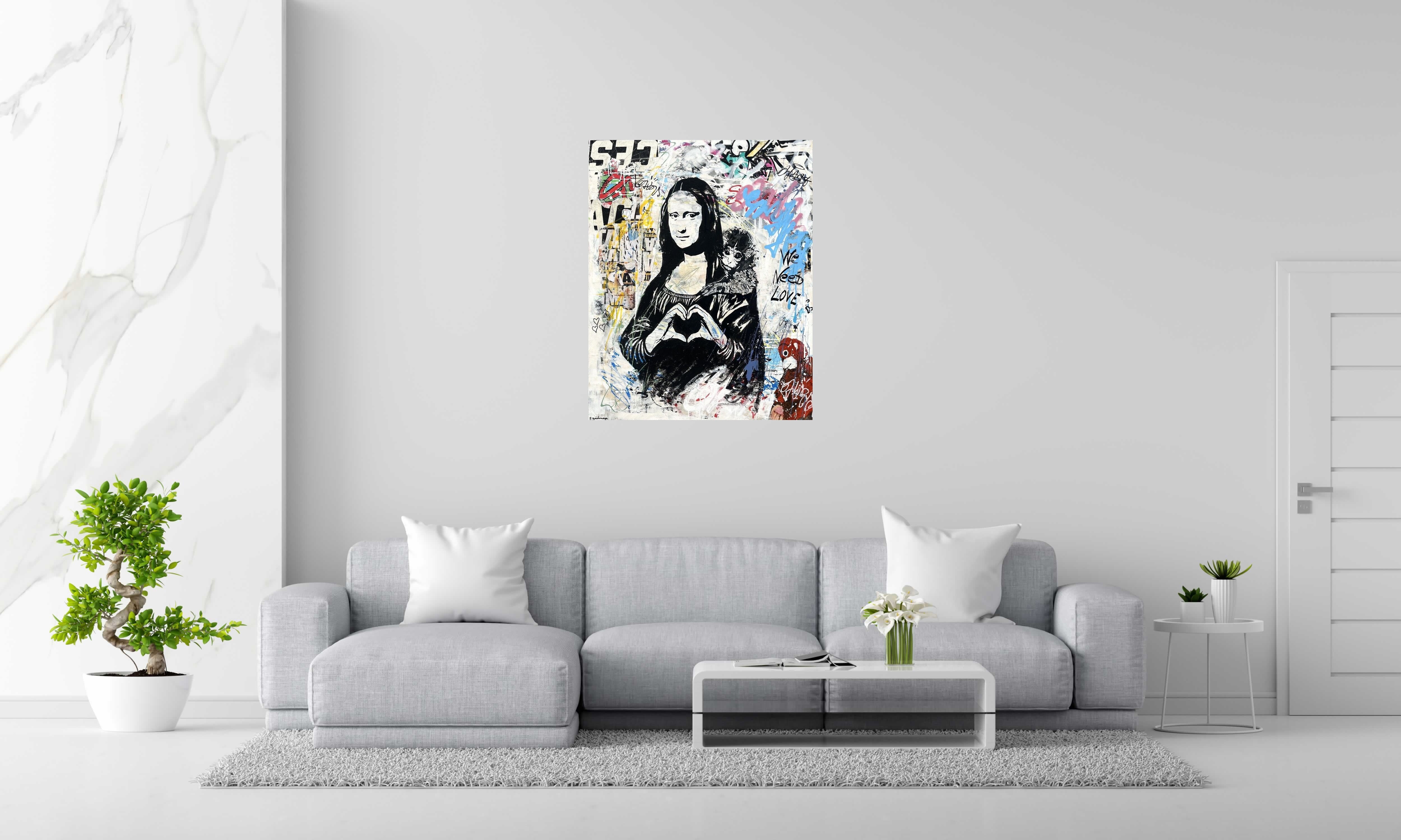 Tableau de PATRICIA GADISSEUR a pour titre We need love style graffiti, street pop art dim : PATRICIA GADISSEURprix:750