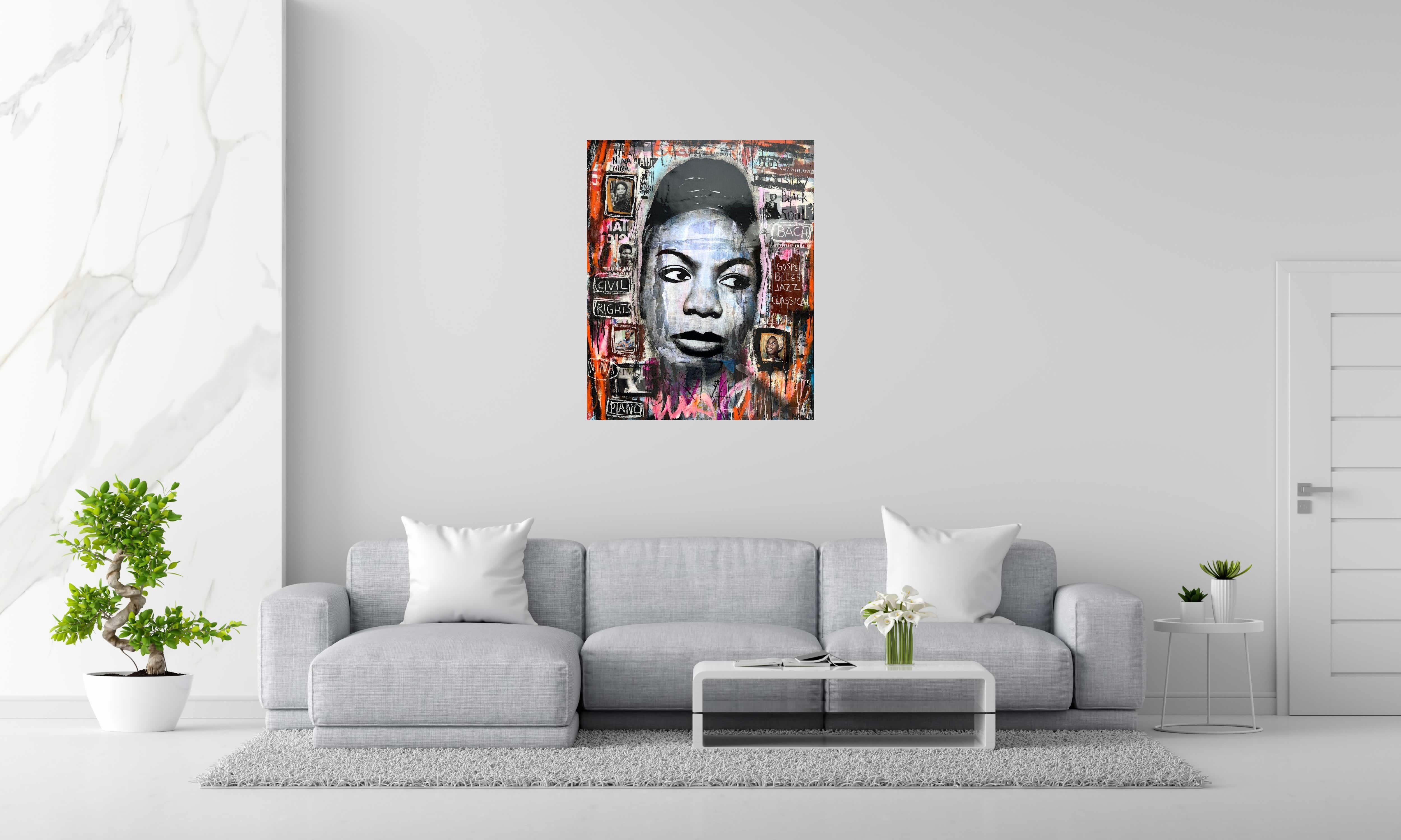 Tableau de THIERRY RASINE a pour titre Nina style street pop art dim : THIERRY RASINEprix:1400