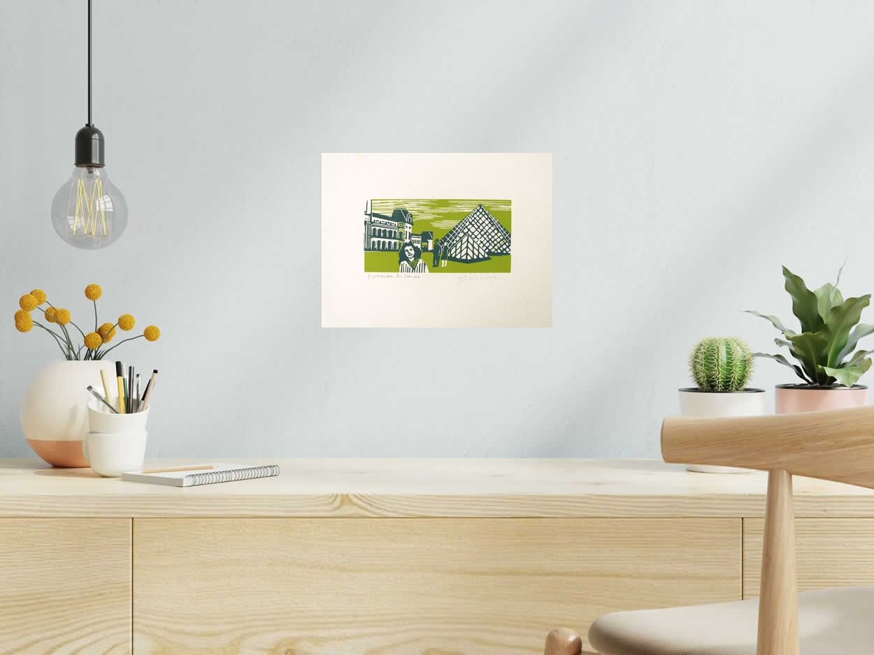 Editions d'art de JULIA CHAUSSON a pour titre PYRAMIDES DU LOUVRE style figuratif dim : JULIA CHAUSSONprix: