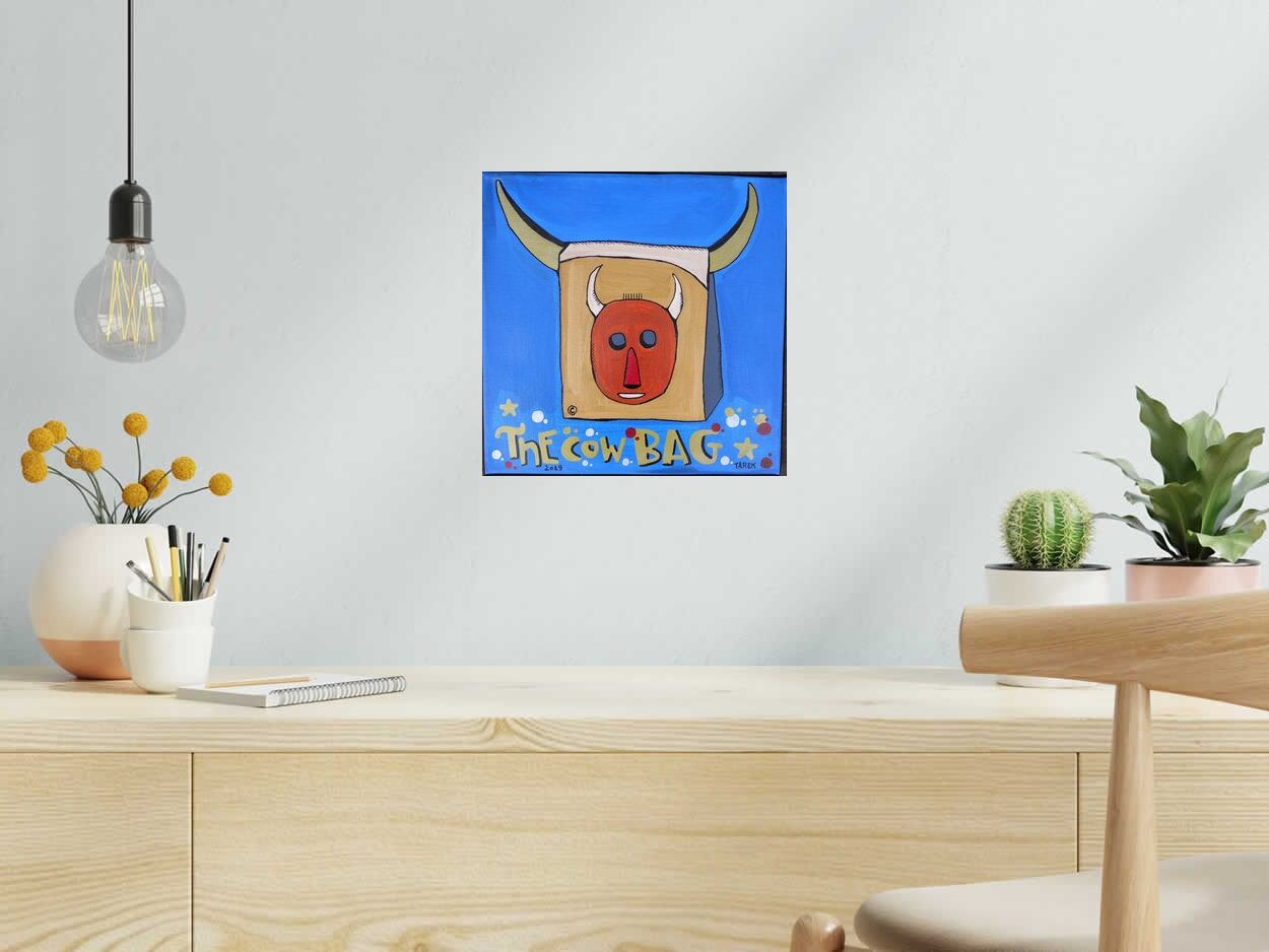 Tableau de TAREK a pour titre THE COW BAG style street pop art dim : TAREKprix: