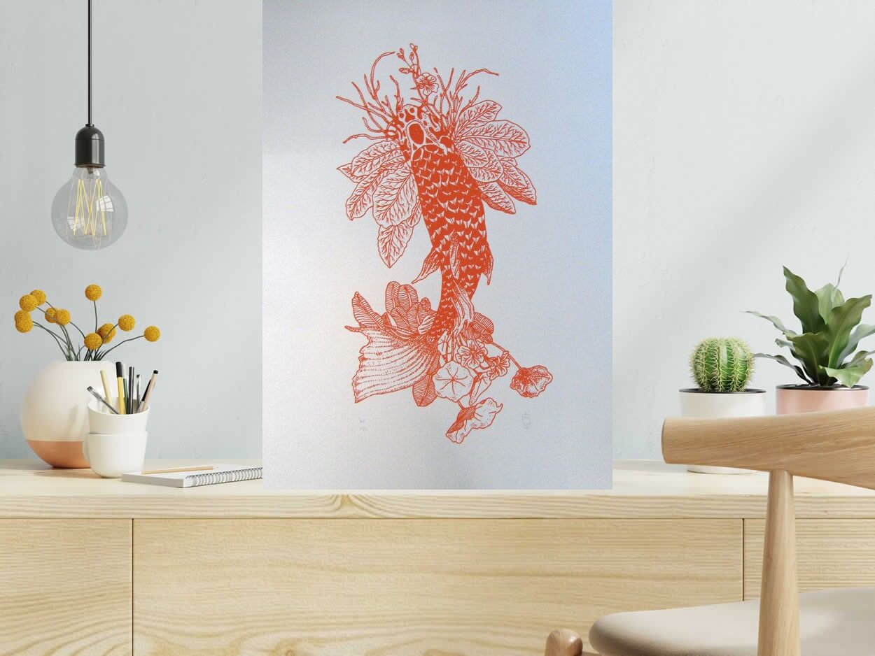 Editions d'art de JIBE a pour titre KOI style graphique dim : JIBEprix: