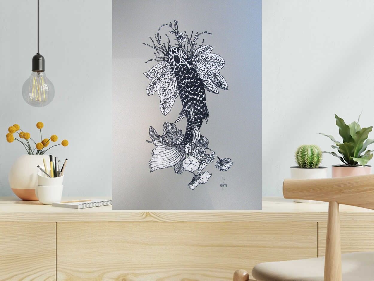 Editions d'art de JIBE a pour titre KOI style graphique dim : JIBEprix: