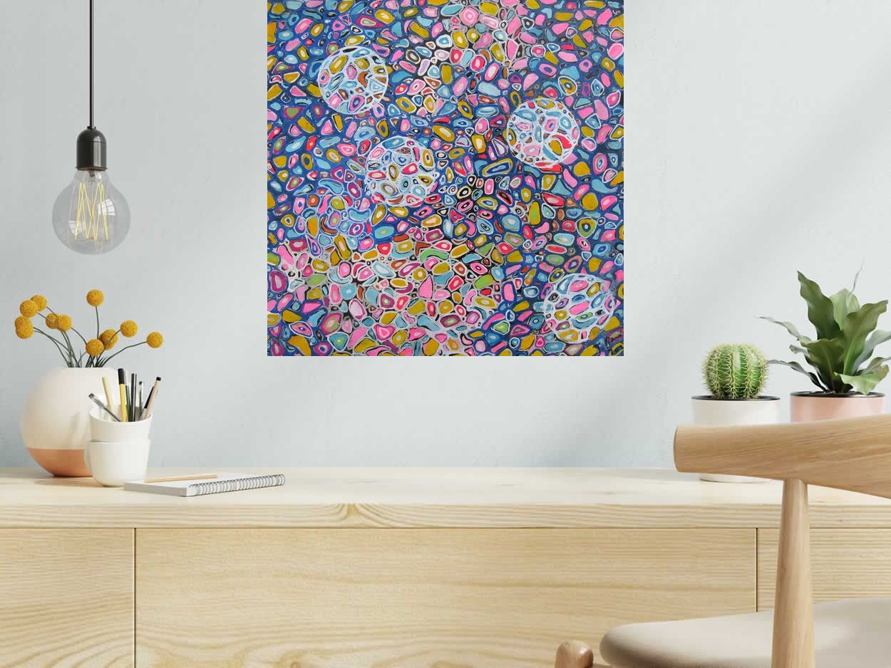 Tableau de JAVIER RAMIREZ a pour titre MICROCOSME 11 style abstrait dim : JAVIER RAMIREZprix: