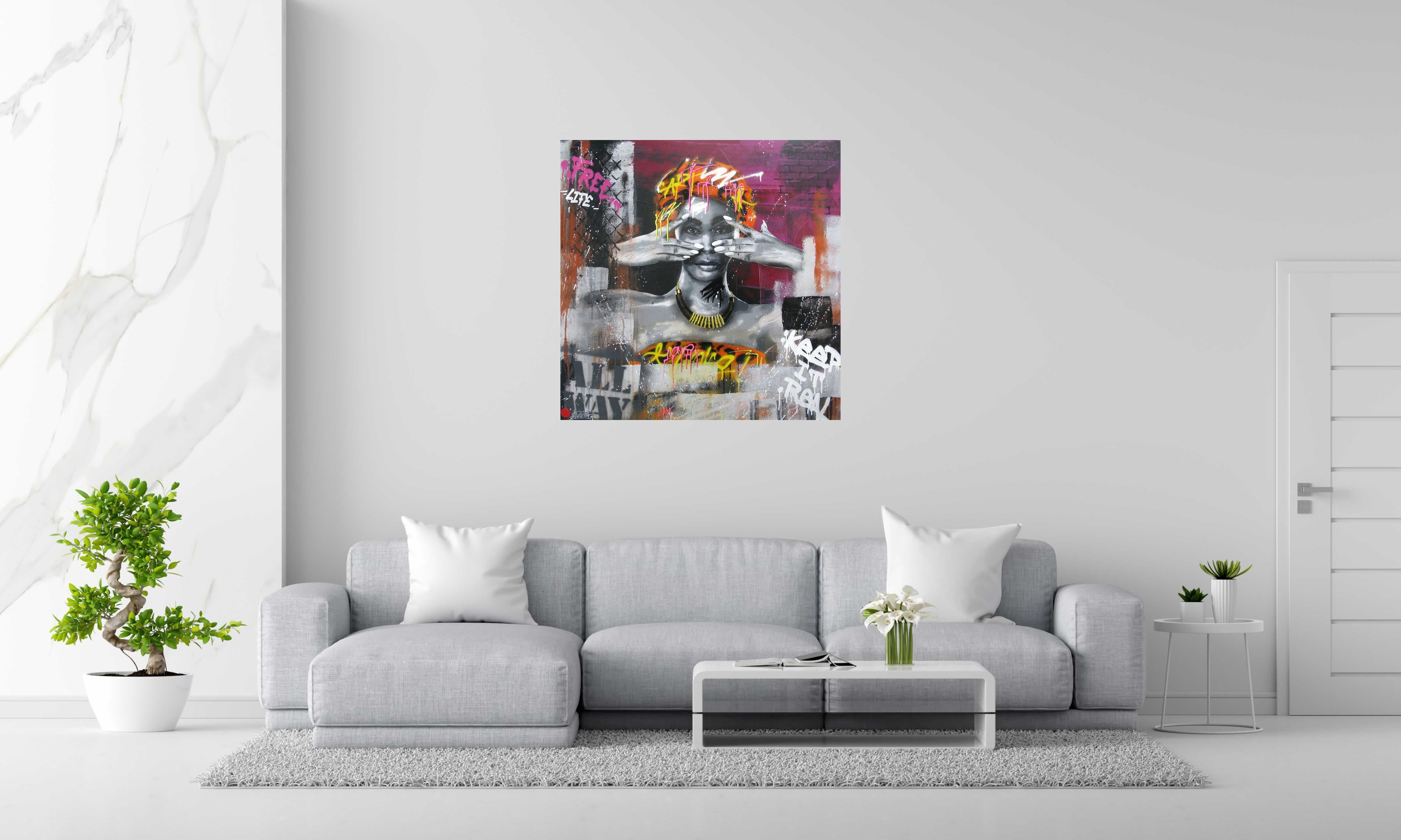 Tableau de JUG a pour titre AYA style street pop art dim : JUGprix: