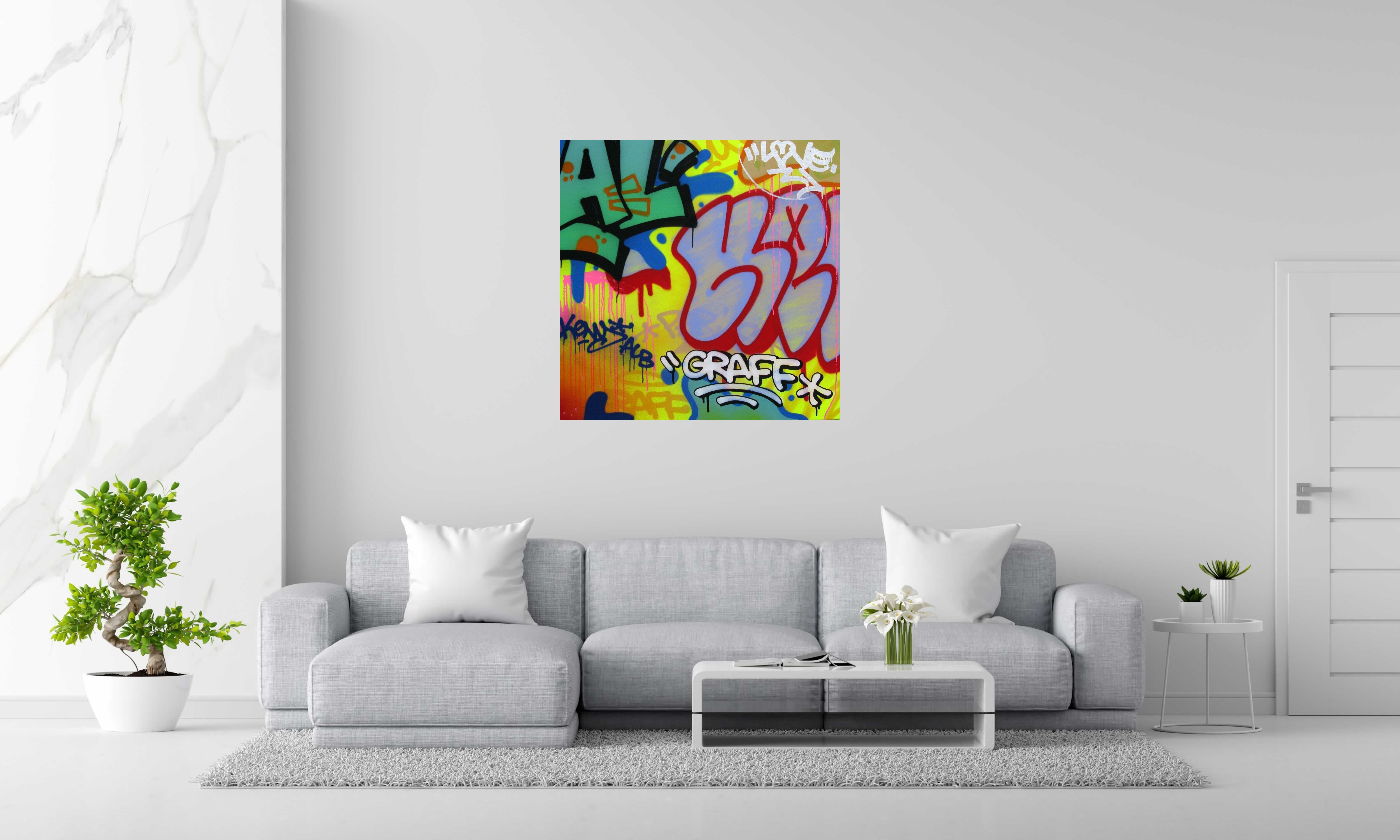 Tableau de KENY a pour titre GRAFF style graffiti, street art dim : KENYprix:800