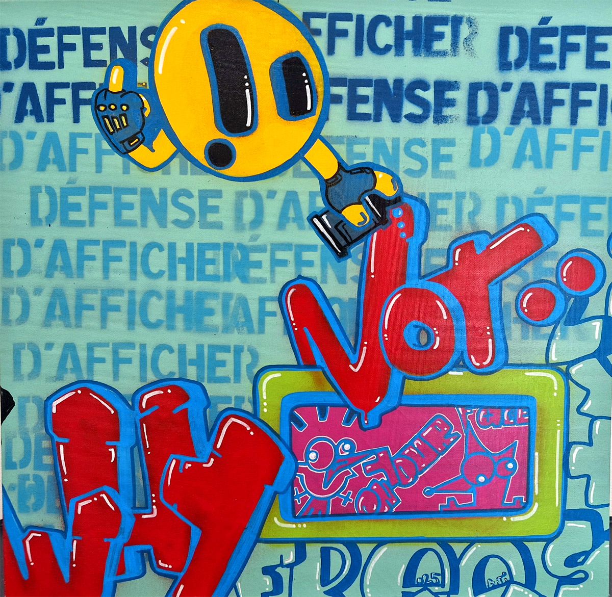 Tableau de GUTI a pour titre Outrage style street art dim : GUTIprix:250