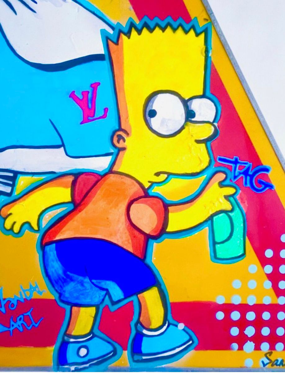 Tableau de SARA CHELOU a pour titre Street game panneau style street pop art dim : SARA CHELOUprix:900