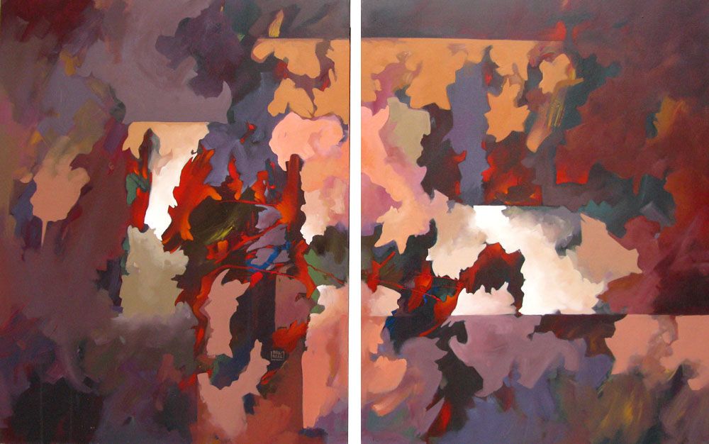 Peinture abstraite format xxl PEINTURE ABSTRAITE 16 - DYPTIQUE – BRUNEAU – 81 × 130 cm