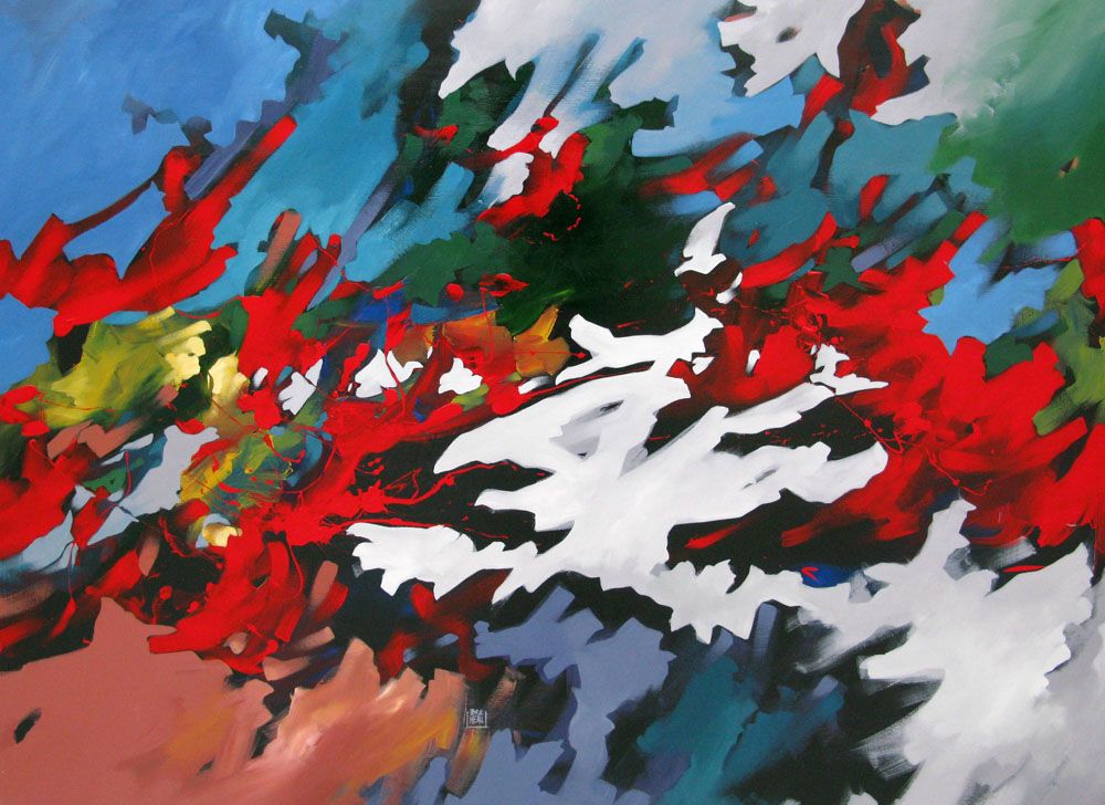 Peinture abstraite format xxl PEINTURE ABSTRAITE 55 – BRUNEAU – 97 × 130 cm