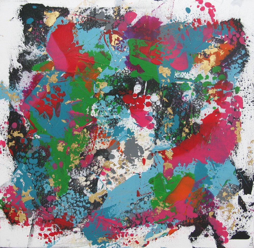 Peinture abstraite format xxl EXPLOSION – CELINE WEBER – 80 × 80 cm