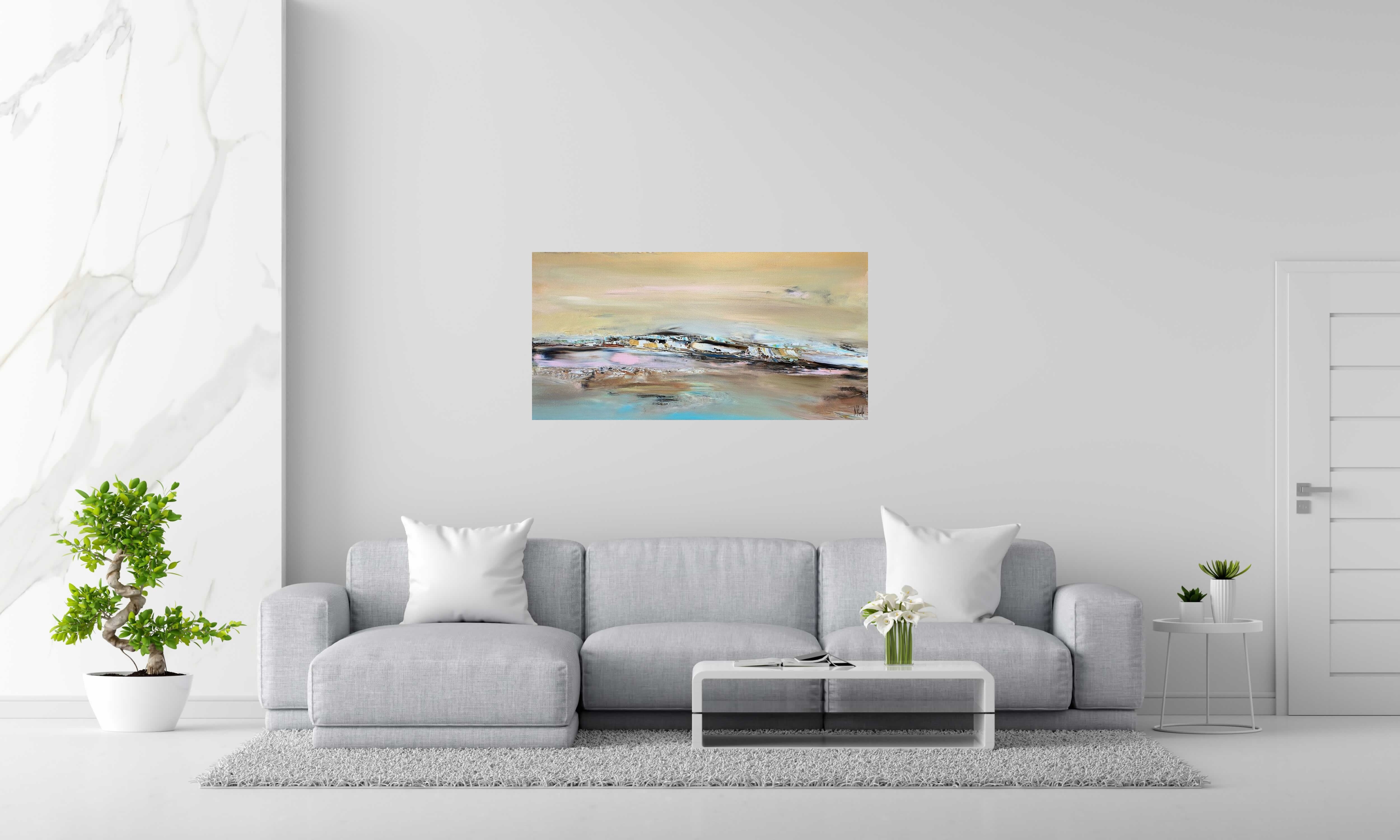 Peinture DREAMSCAPE de RUELLE NICOLAS dans un intérieur – 60 × 120 cm