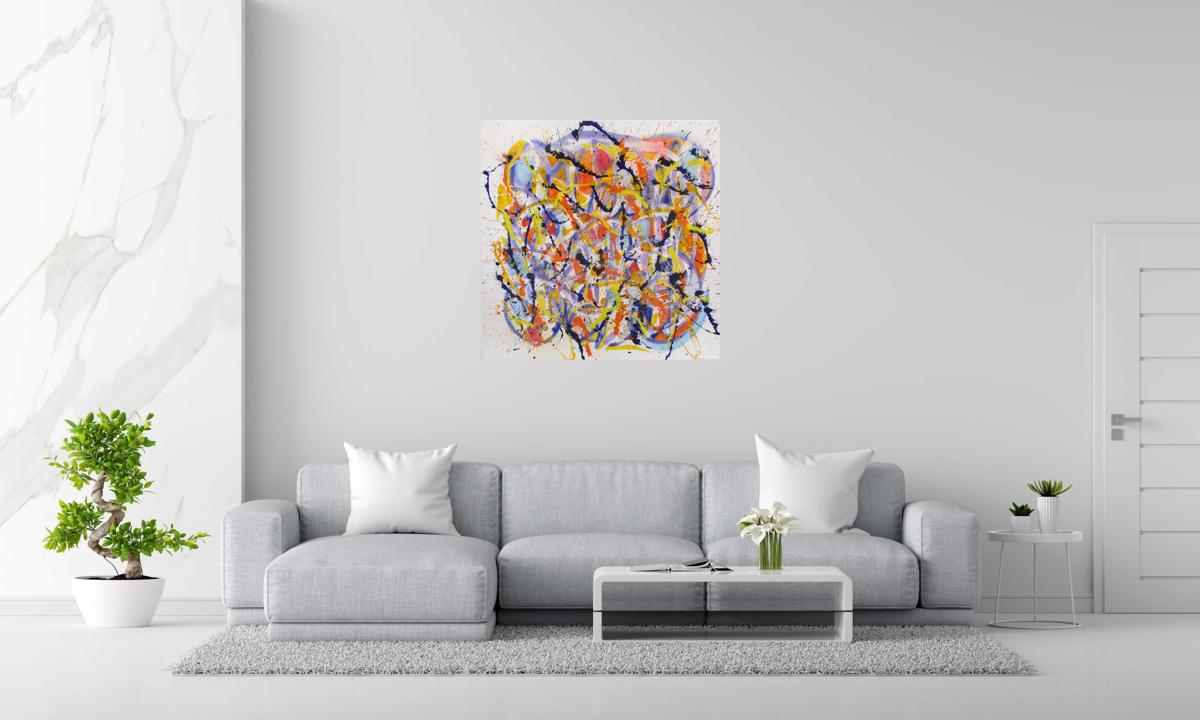 Peinture NONAME CENTRE B3 de STEPHANE RIME dans un intérieur – 100 × 100 cm